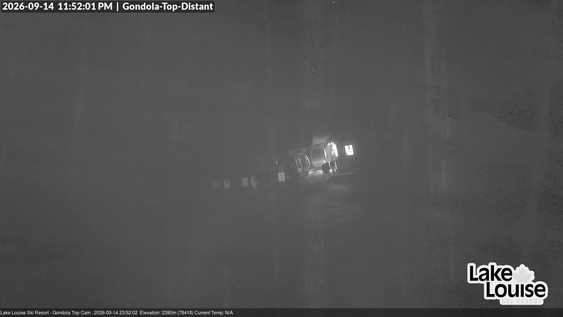 Ski Lake Louise Gondola Top snow cam captured at 14 September 2026 at 11:52 pm GMT-6