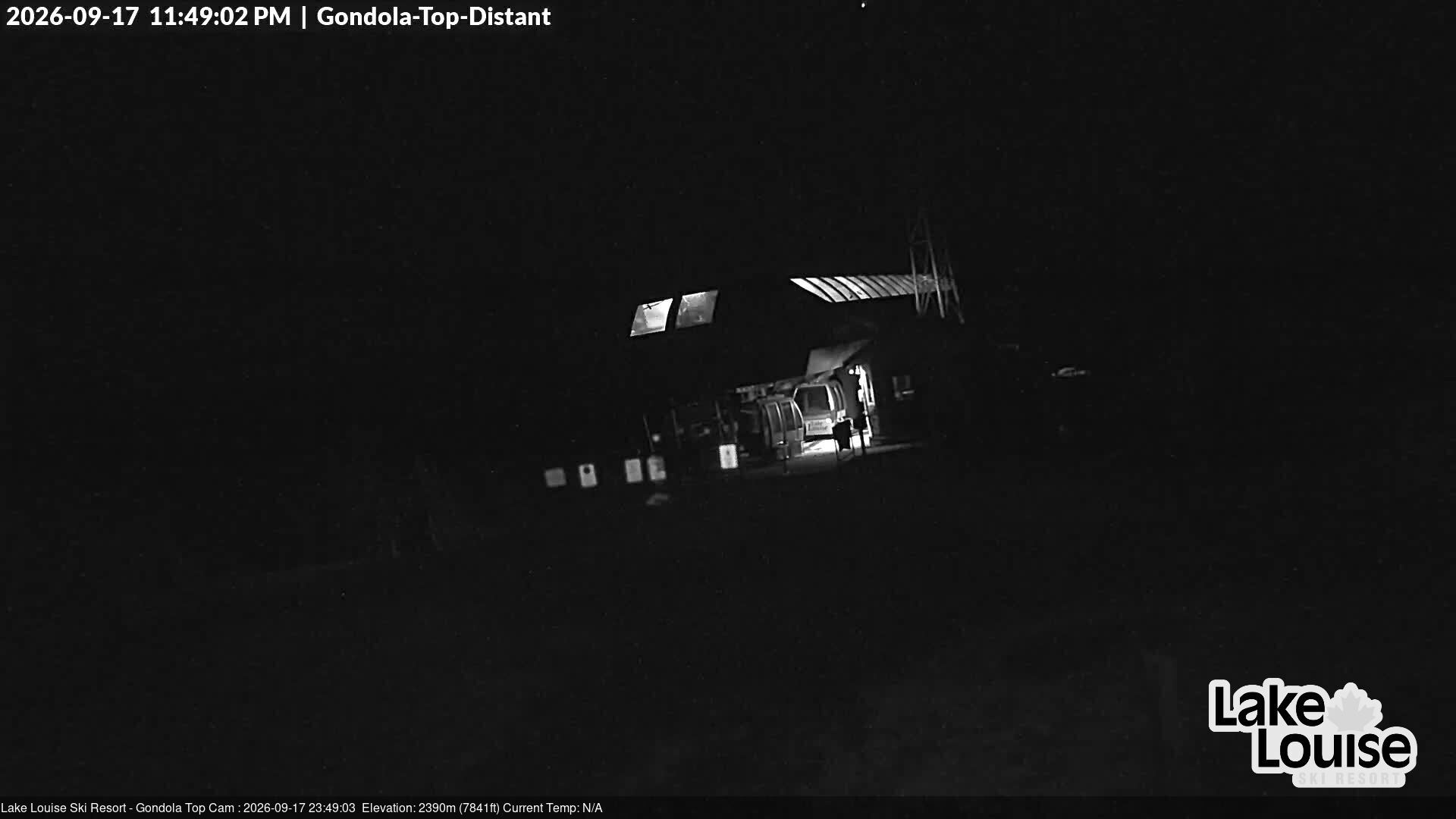 Ski Lake Louise Gondola Top snow cam captured at 17 September 2026 at 11:49 pm GMT-6