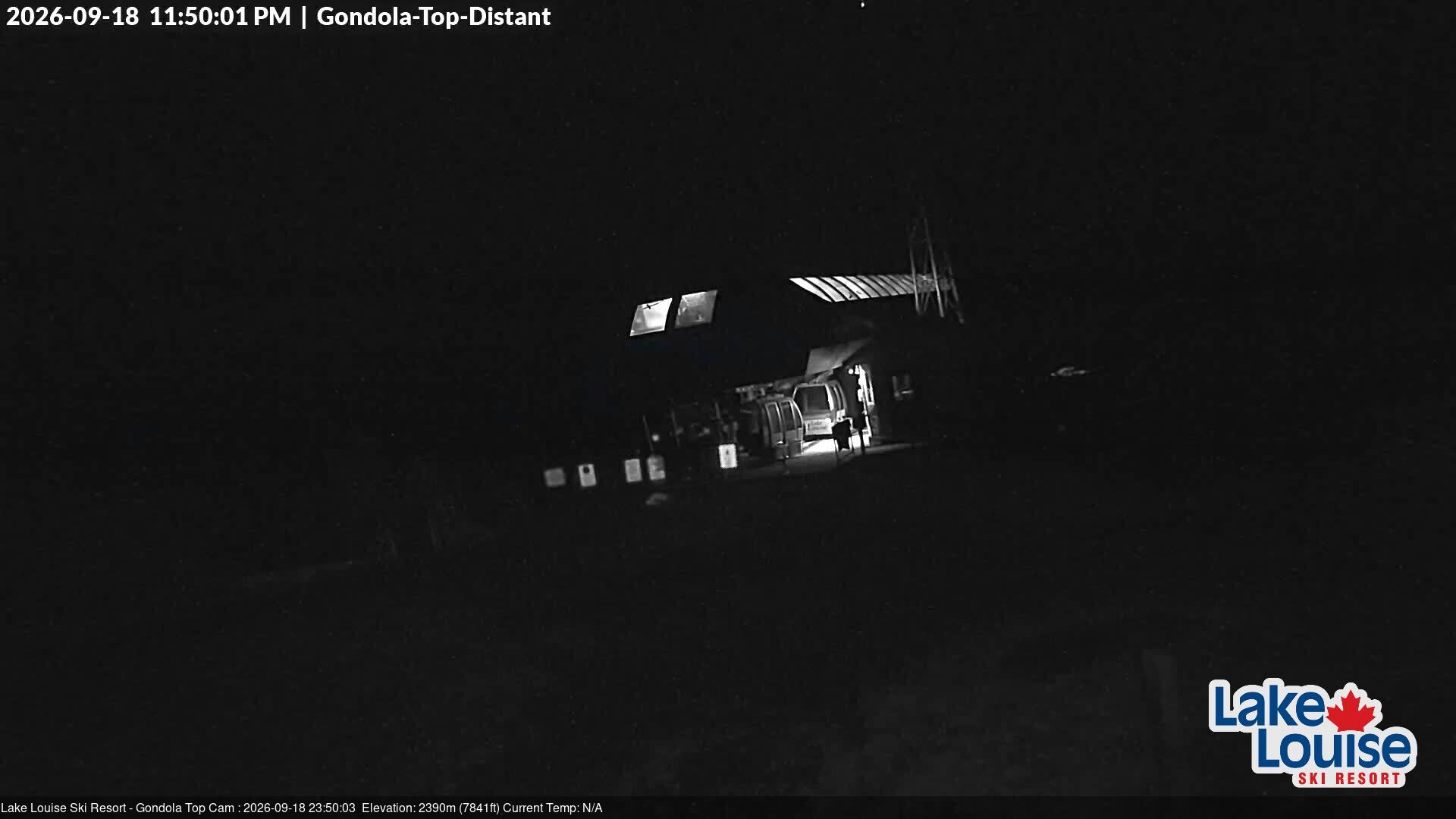 Ski Lake Louise Gondola Top snow cam captured at 18 September 2026 at 11:50 pm GMT-6