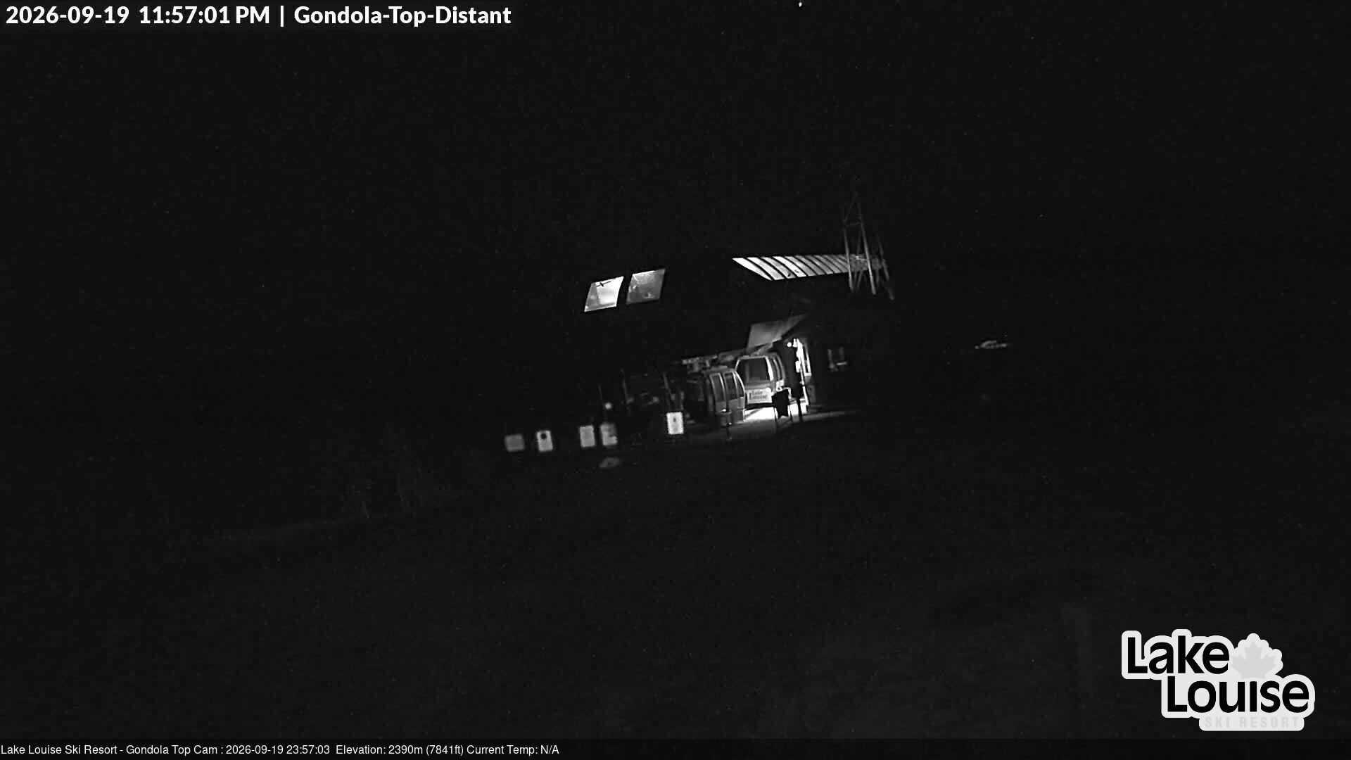 Ski Lake Louise Gondola Top snow cam captured at 19 September 2026 at 11:57 pm GMT-6