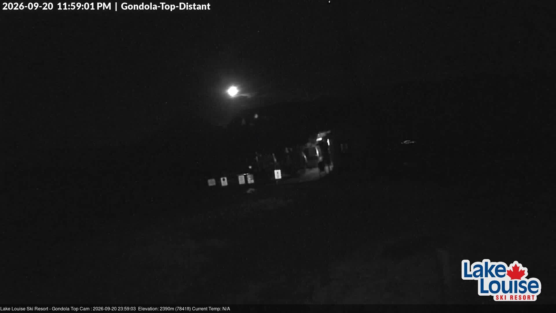 Ski Lake Louise Gondola Top snow cam captured at 20 September 2026 at 11:59 pm GMT-6