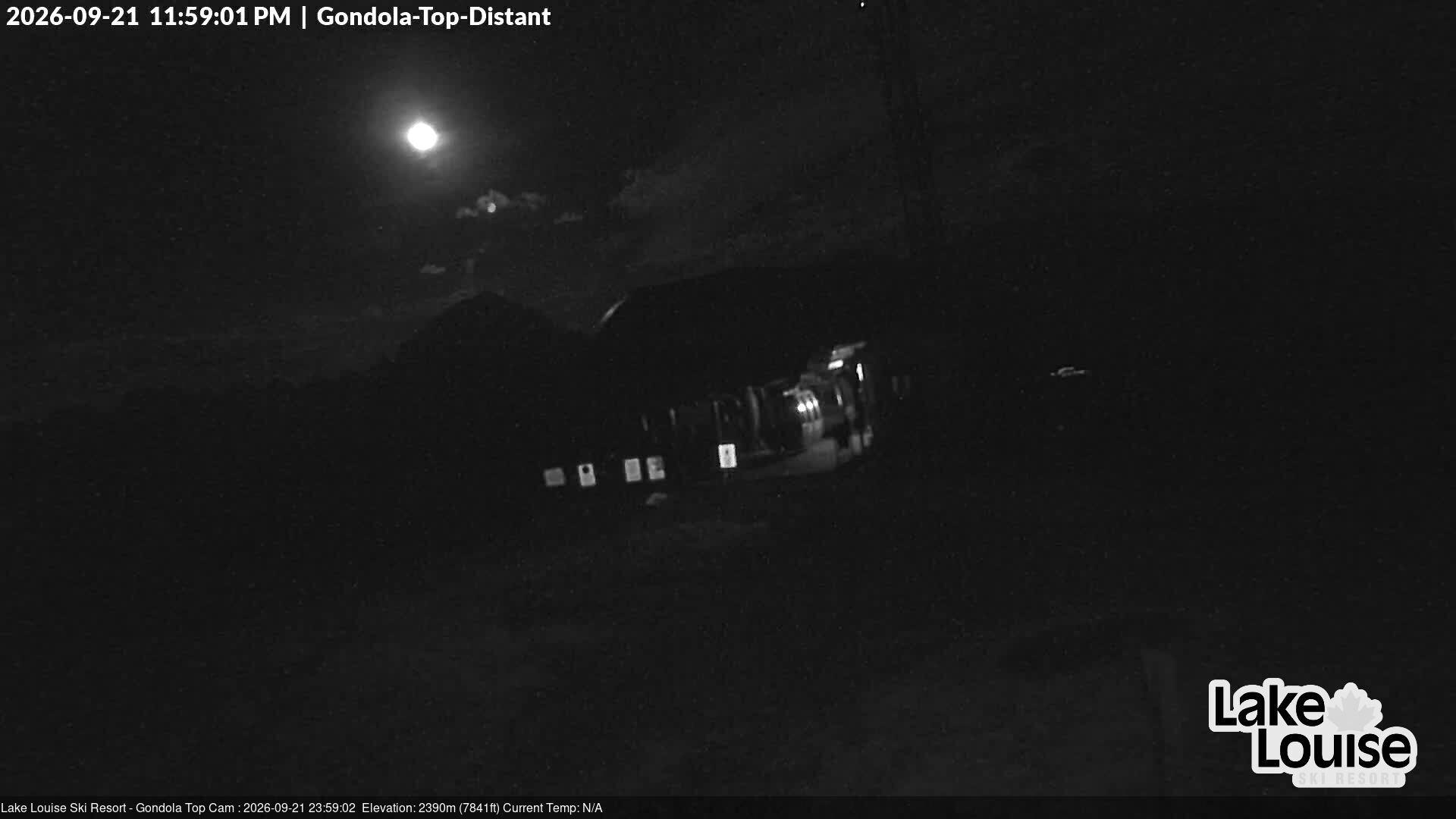 Ski Lake Louise Gondola Top snow cam captured at 21 September 2026 at 11:59 pm GMT-6