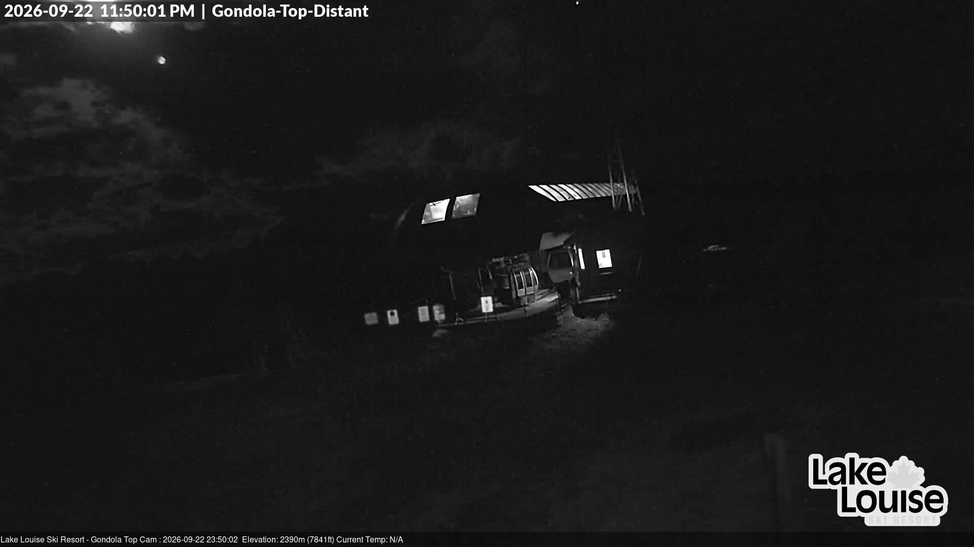 Ski Lake Louise Gondola Top snow cam captured at 22 September 2026 at 11:50 pm GMT-6