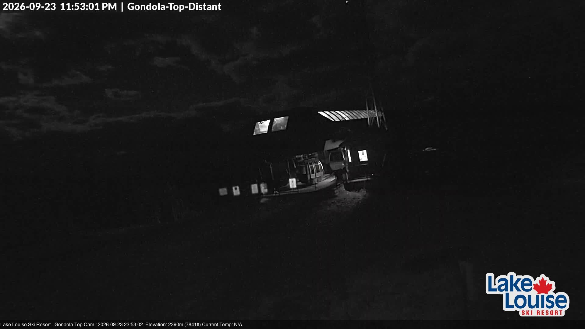 Ski Lake Louise Gondola Top snow cam captured at 23 September 2026 at 11:53 pm GMT-6