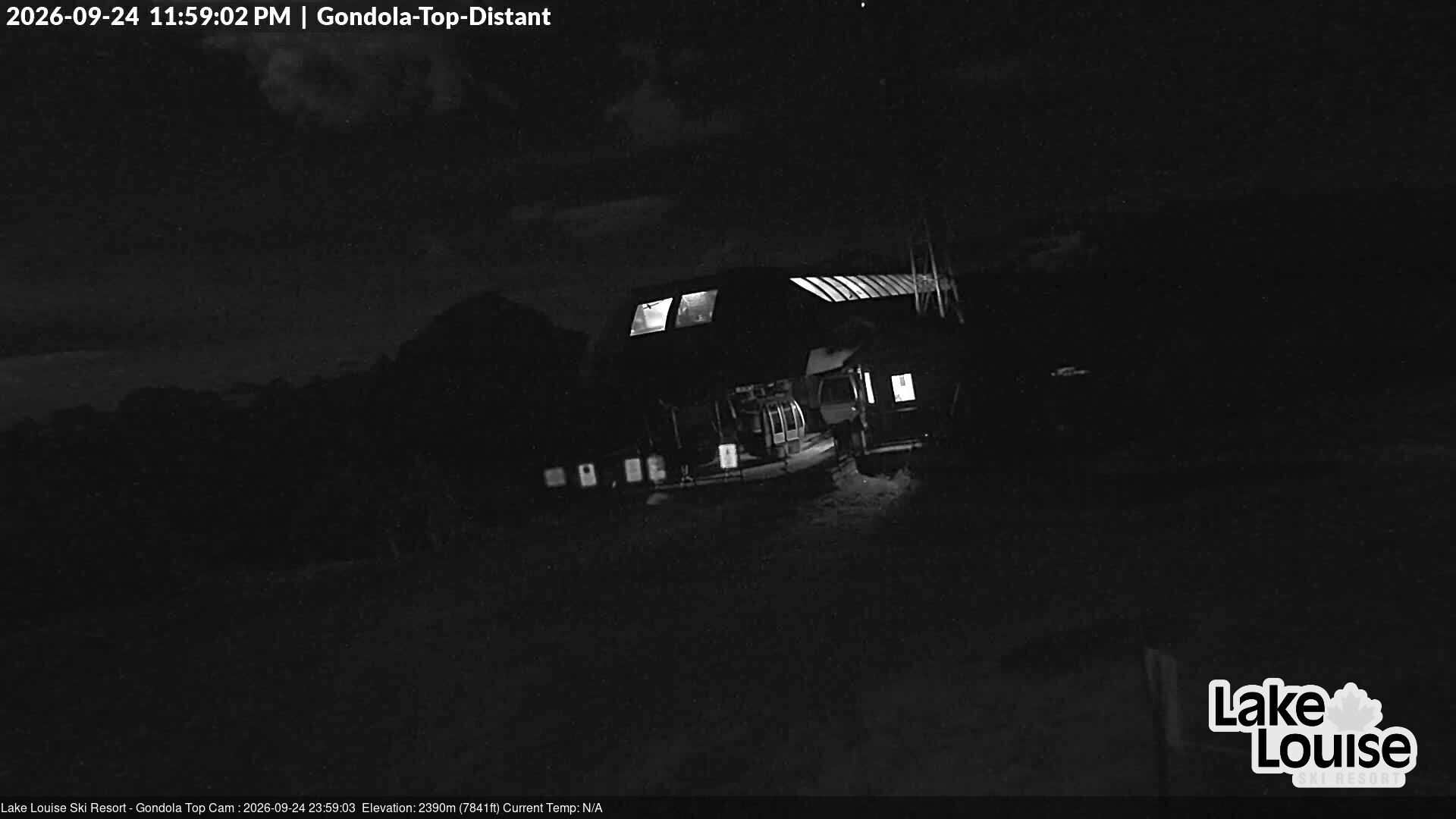 Ski Lake Louise Gondola Top snow cam captured at 24 September 2026 at 11:59 pm GMT-6