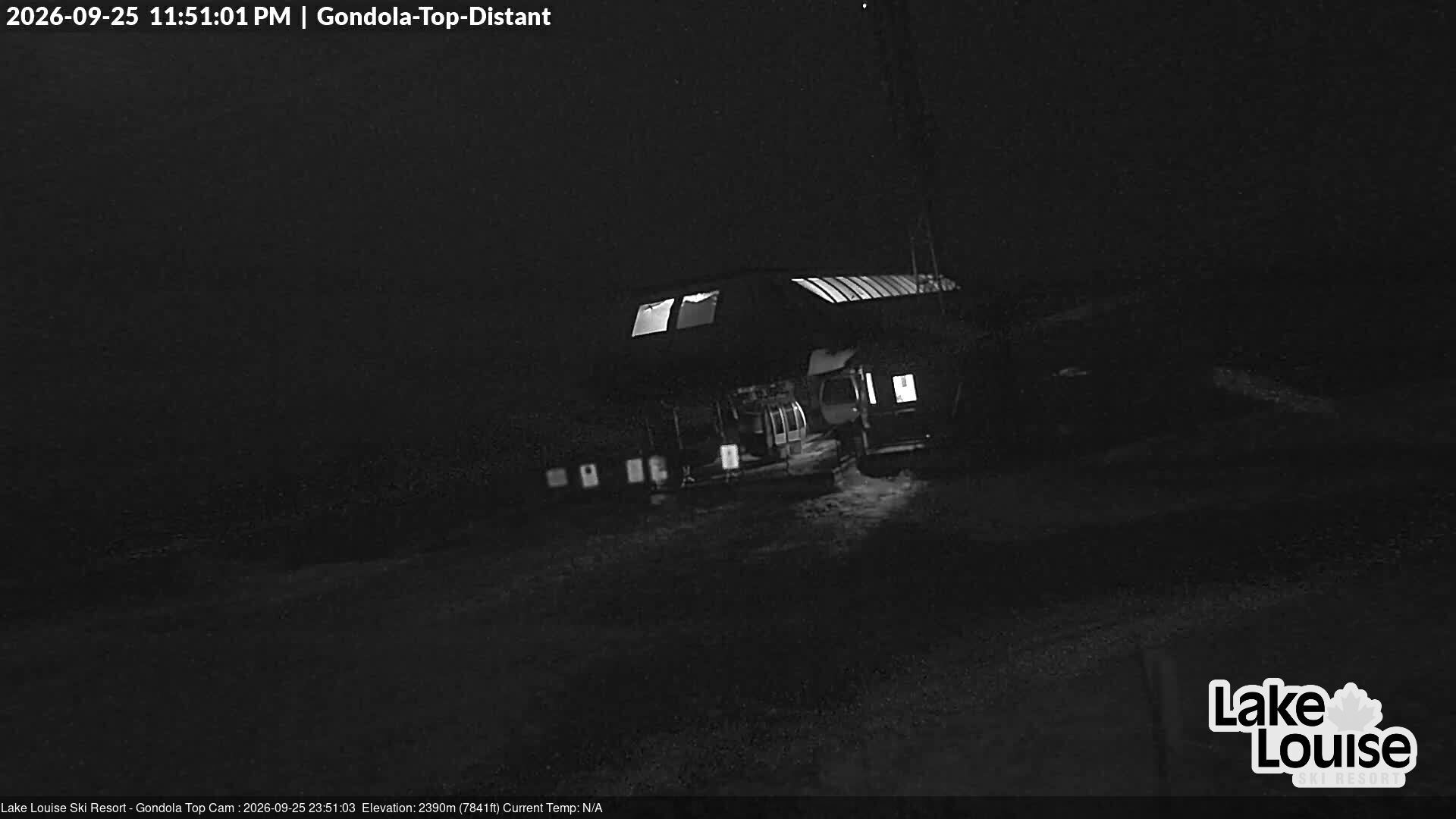 Ski Lake Louise Gondola Top snow cam captured at 25 September 2026 at 11:51 pm GMT-6