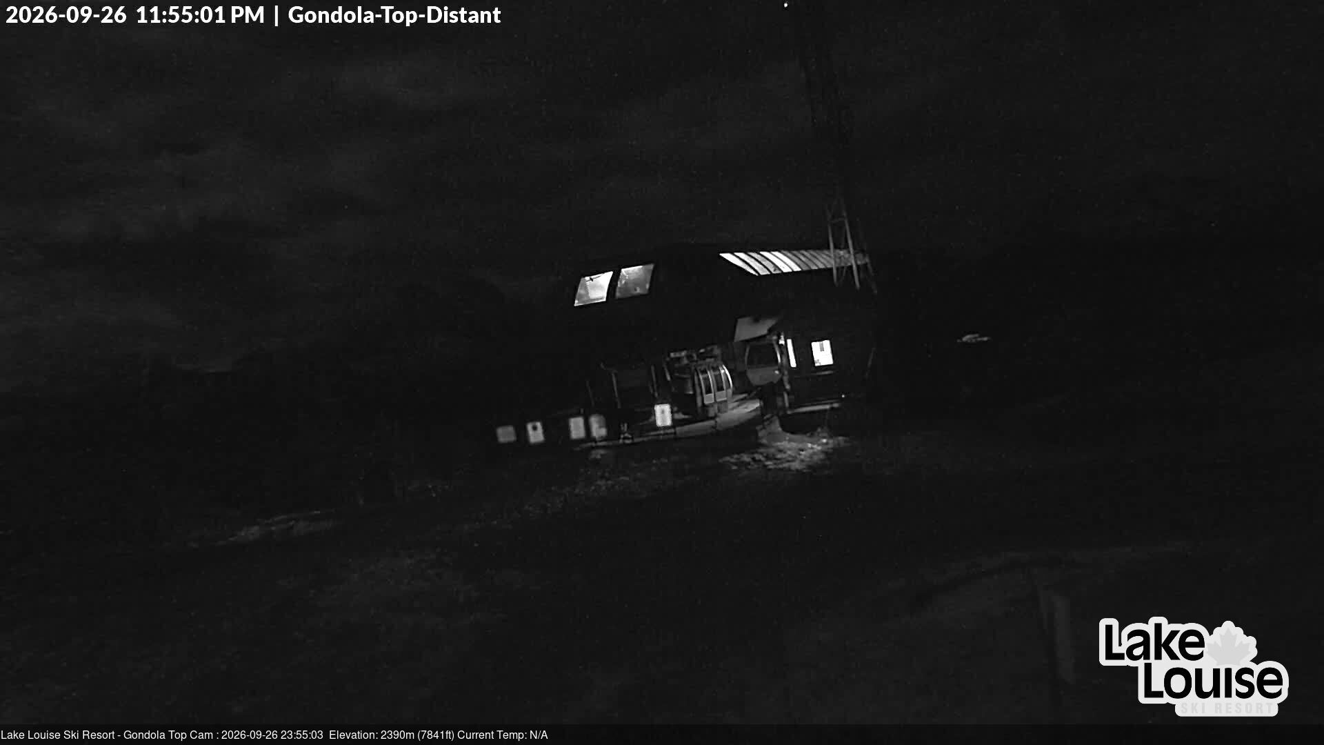 Ski Lake Louise Gondola Top snow cam captured at 26 September 2026 at 11:56 pm GMT-6