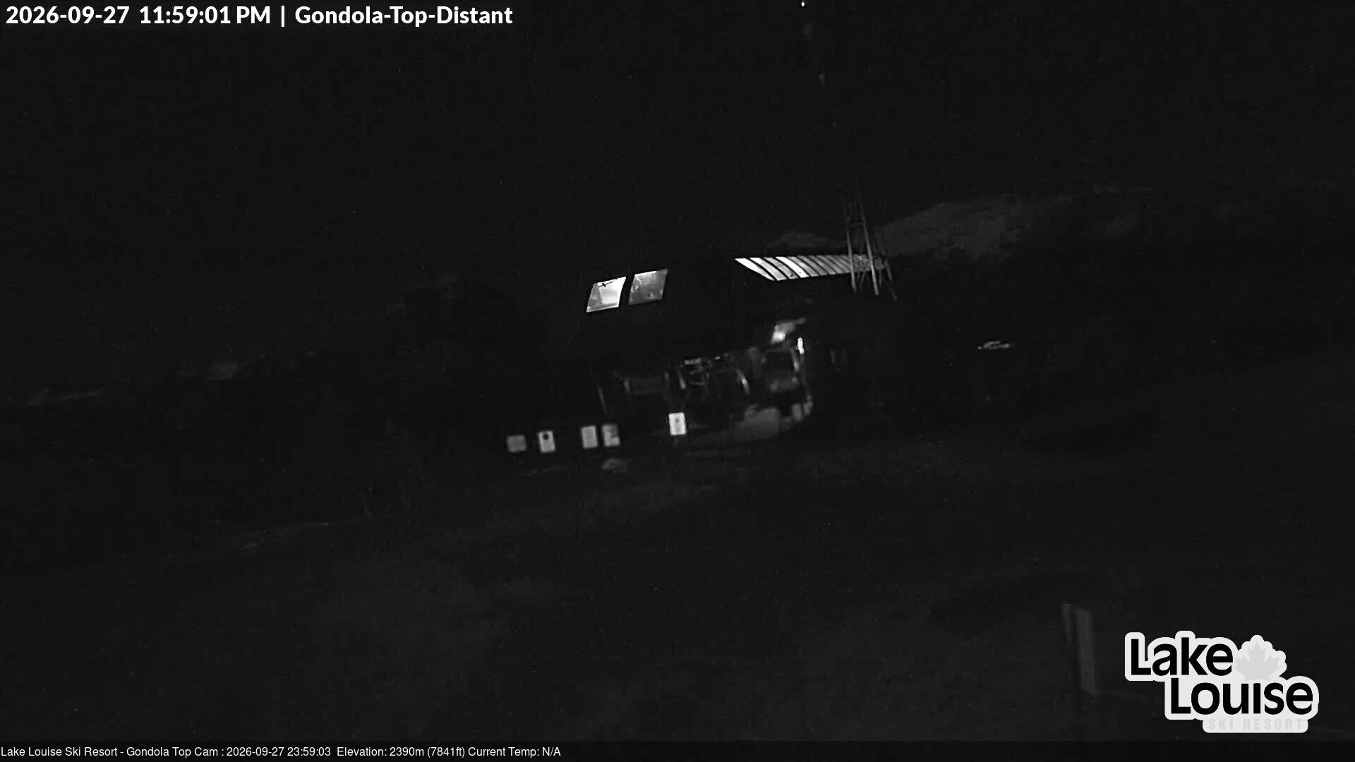 Ski Lake Louise Gondola Top snow cam captured at 27 September 2026 at 11:59 pm GMT-6