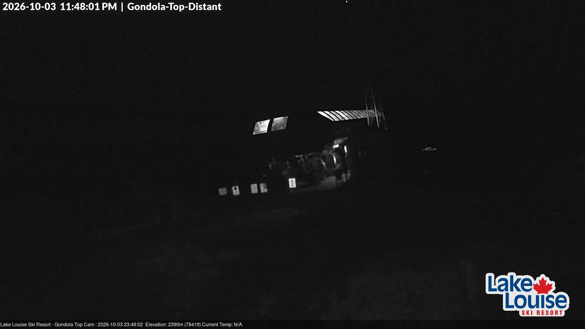 Ski Lake Louise Gondola Top snow cam captured at 3 October 2026 at 11:49 pm GMT-6