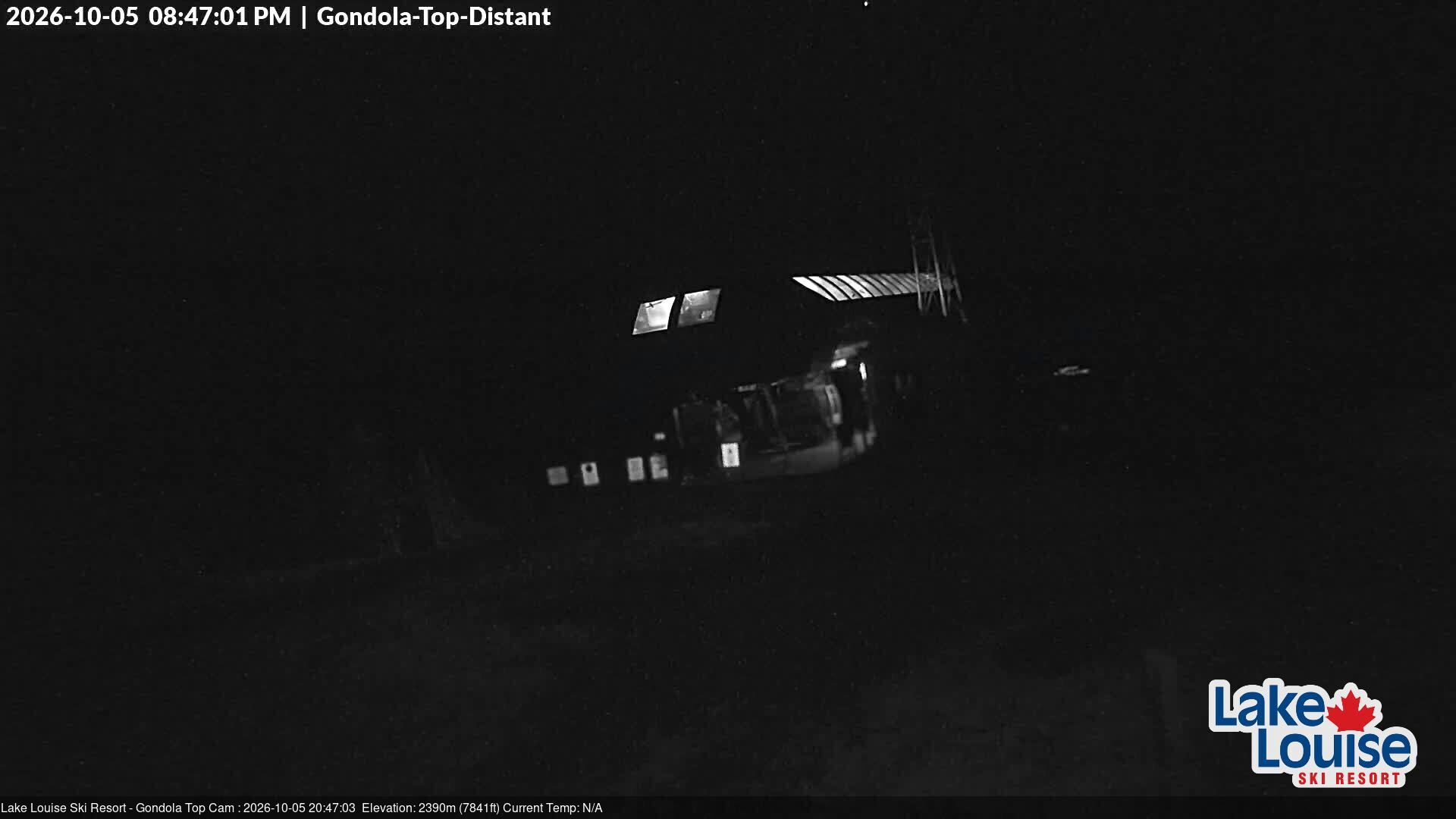 Ski Lake Louise Gondola Top snow cam captured at 5 October 2026 at 8:47 pm GMT-6