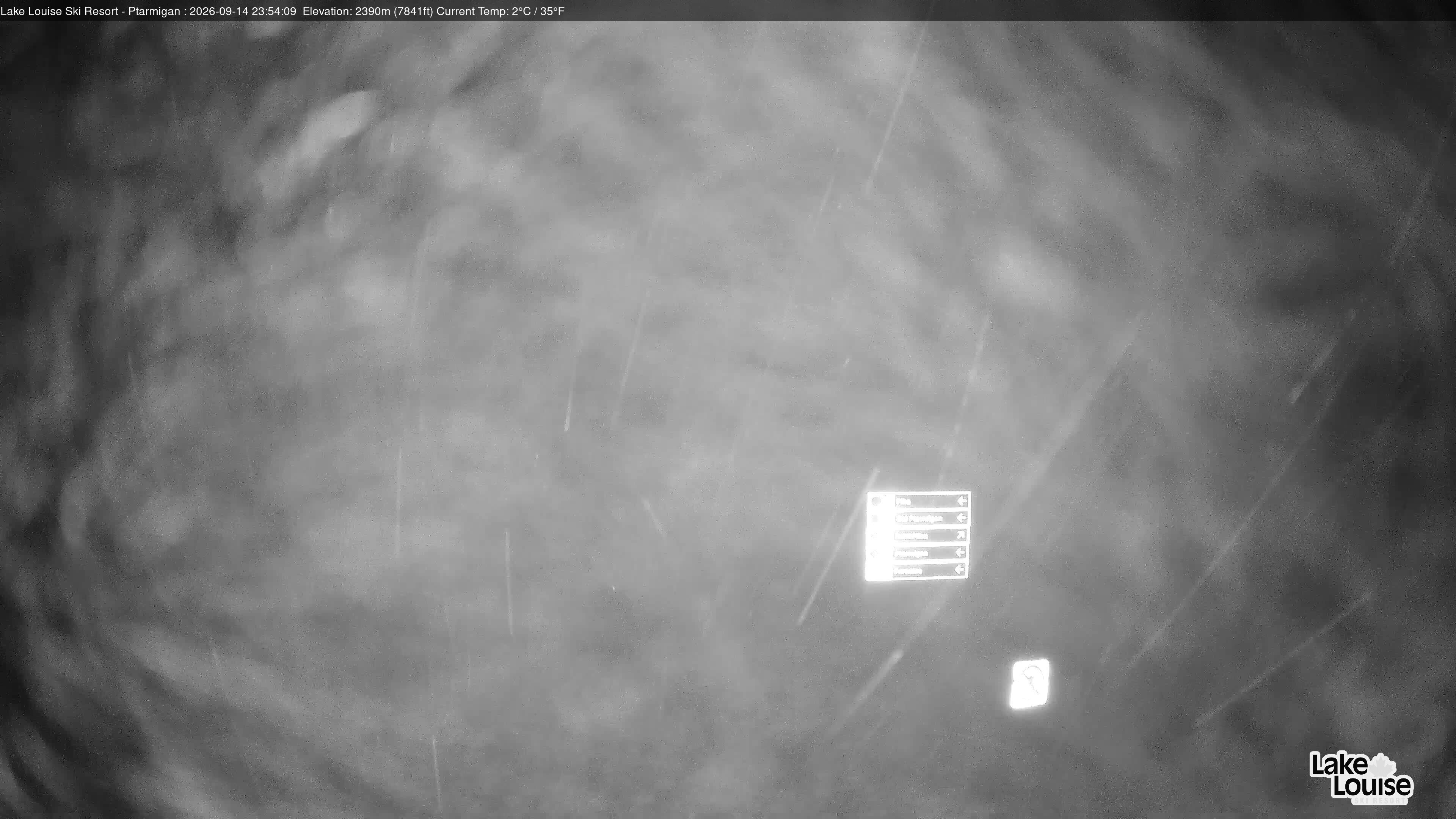Ski Lake Louise Ptarmigan snow cam captured at 14 September 2026 at 11:54 pm GMT-6