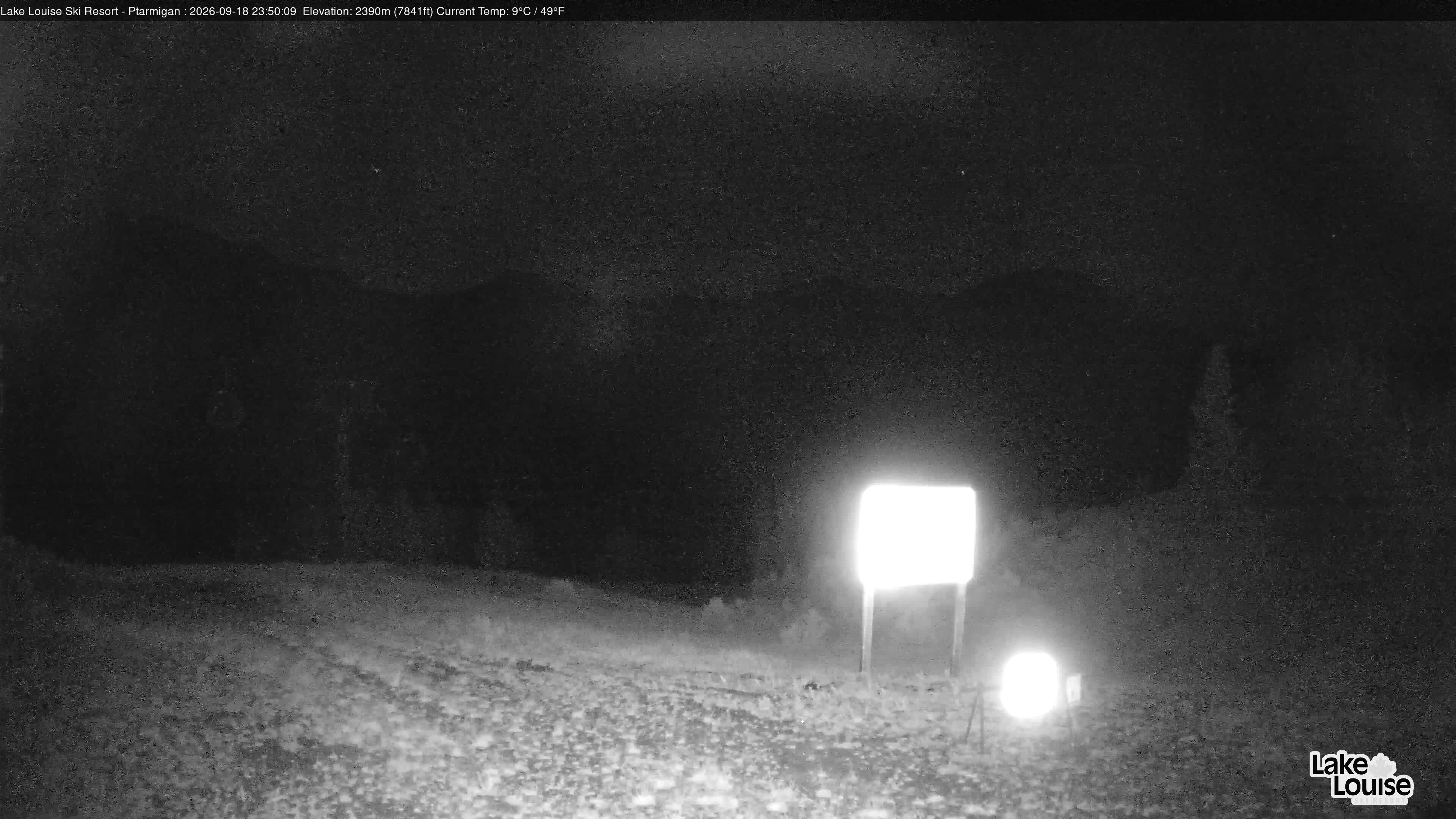 Ski Lake Louise Ptarmigan snow cam captured at 18 September 2026 at 11:50 pm GMT-6