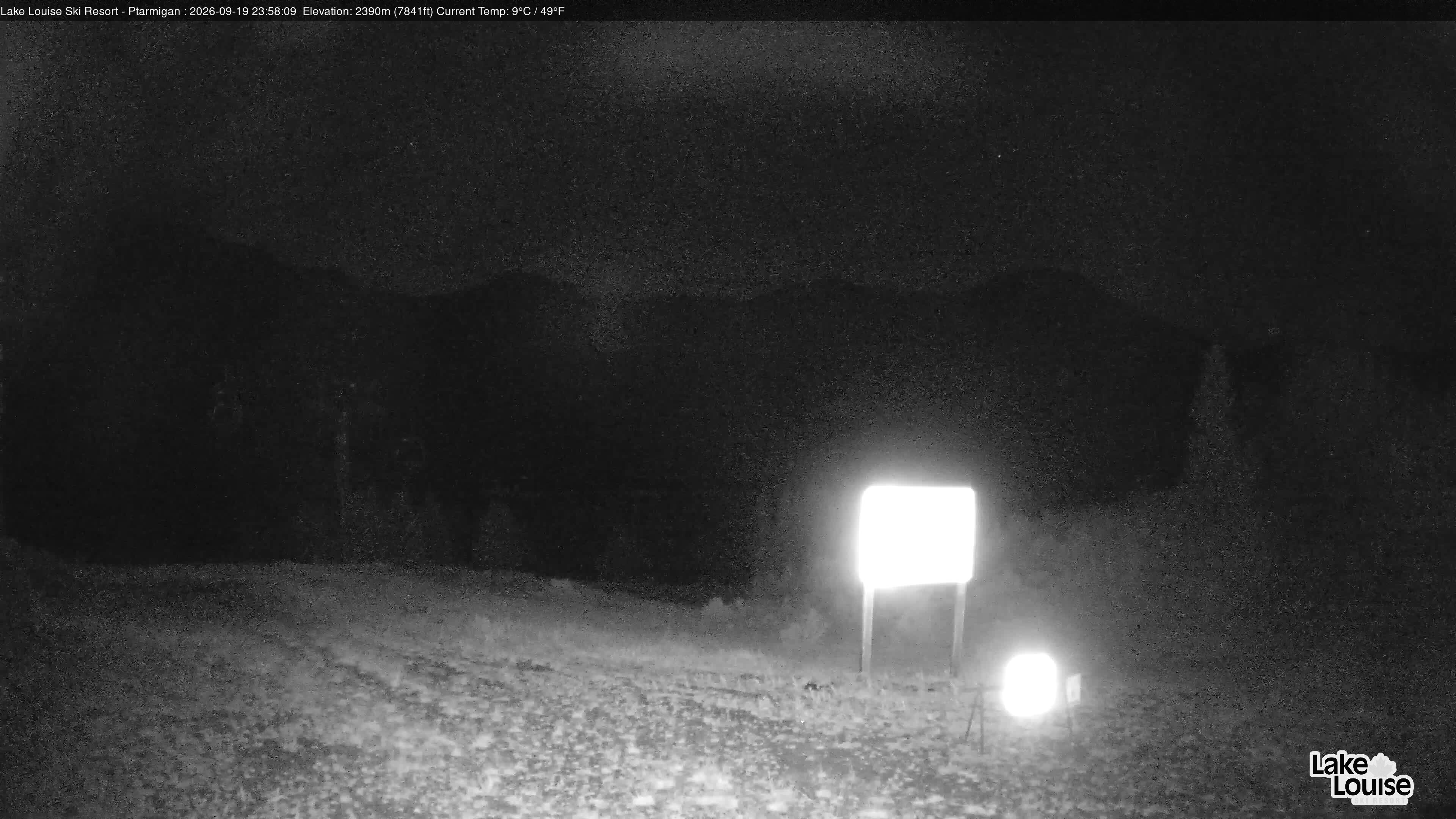 Ski Lake Louise Ptarmigan snow cam captured at 19 September 2026 at 11:58 pm GMT-6