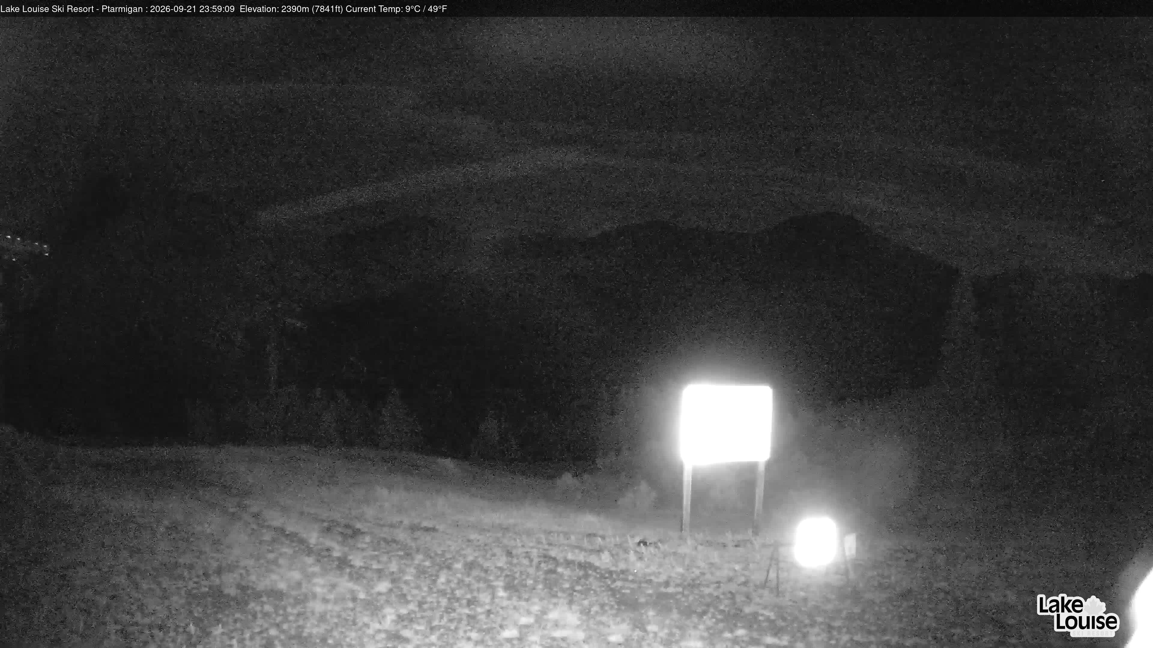 Ski Lake Louise Ptarmigan snow cam captured at 21 September 2026 at 11:59 pm GMT-6