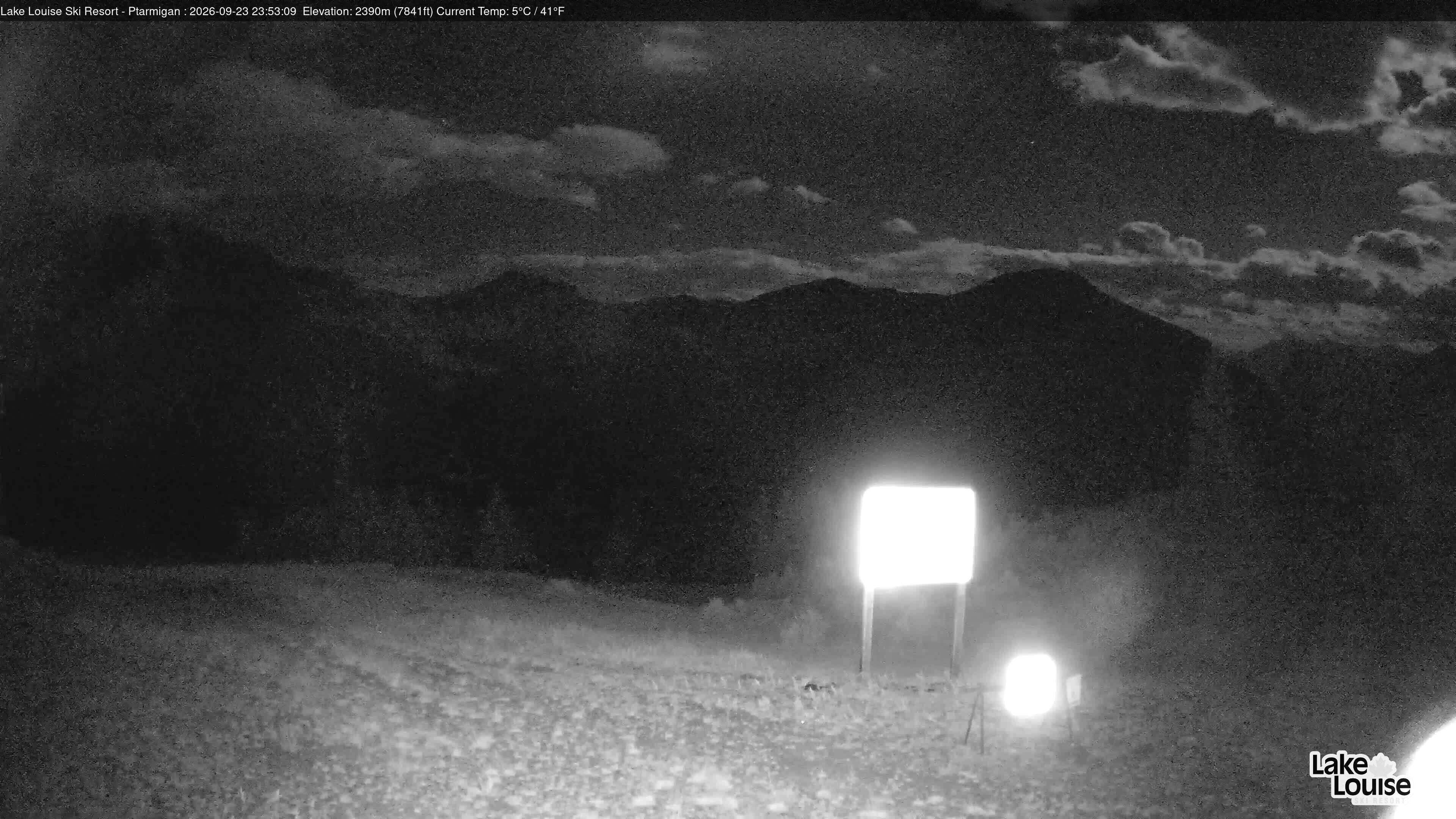 Ski Lake Louise Ptarmigan snow cam captured at 23 September 2026 at 11:53 pm GMT-6