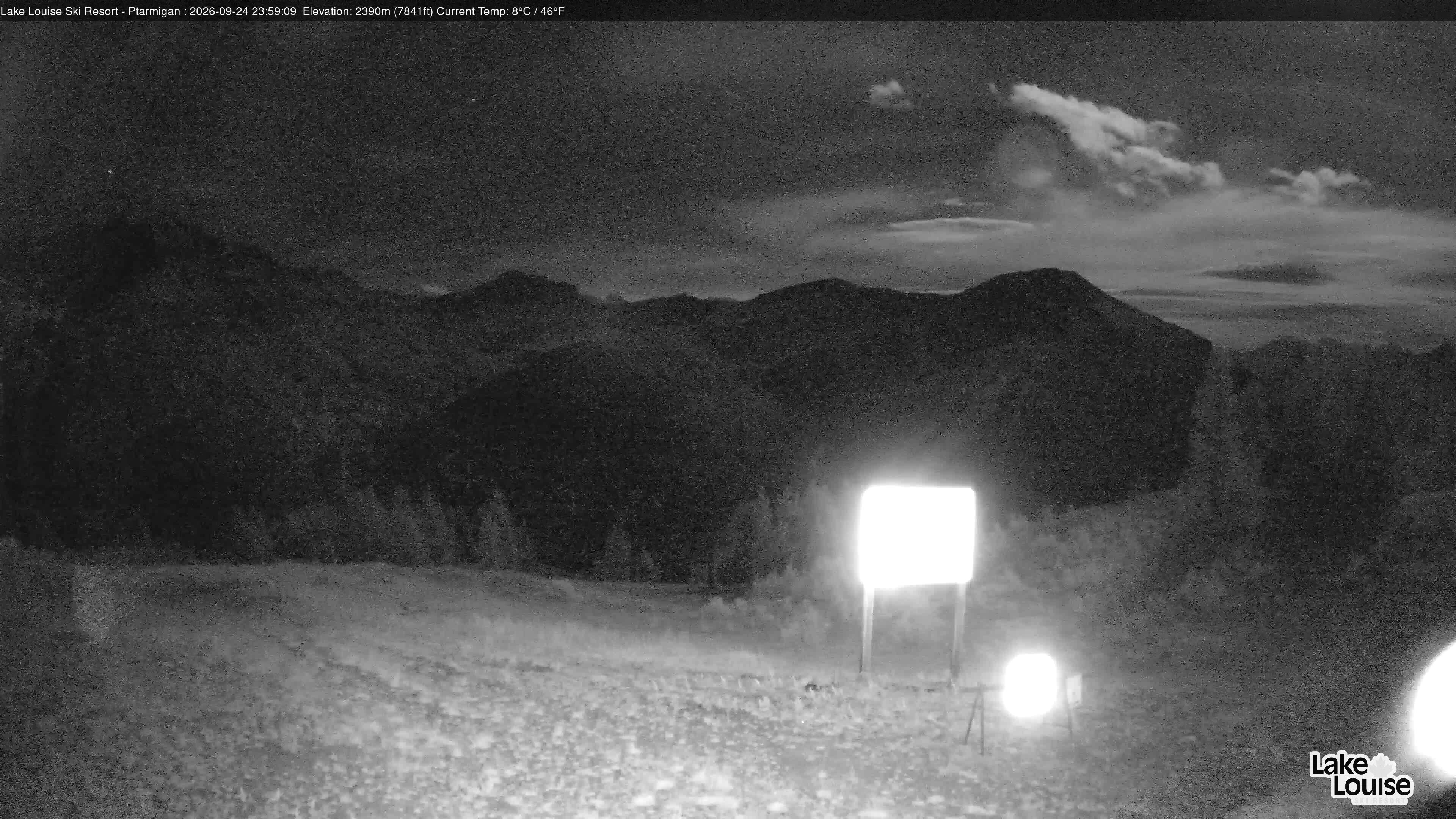 Ski Lake Louise Ptarmigan snow cam captured at 24 September 2026 at 11:59 pm GMT-6