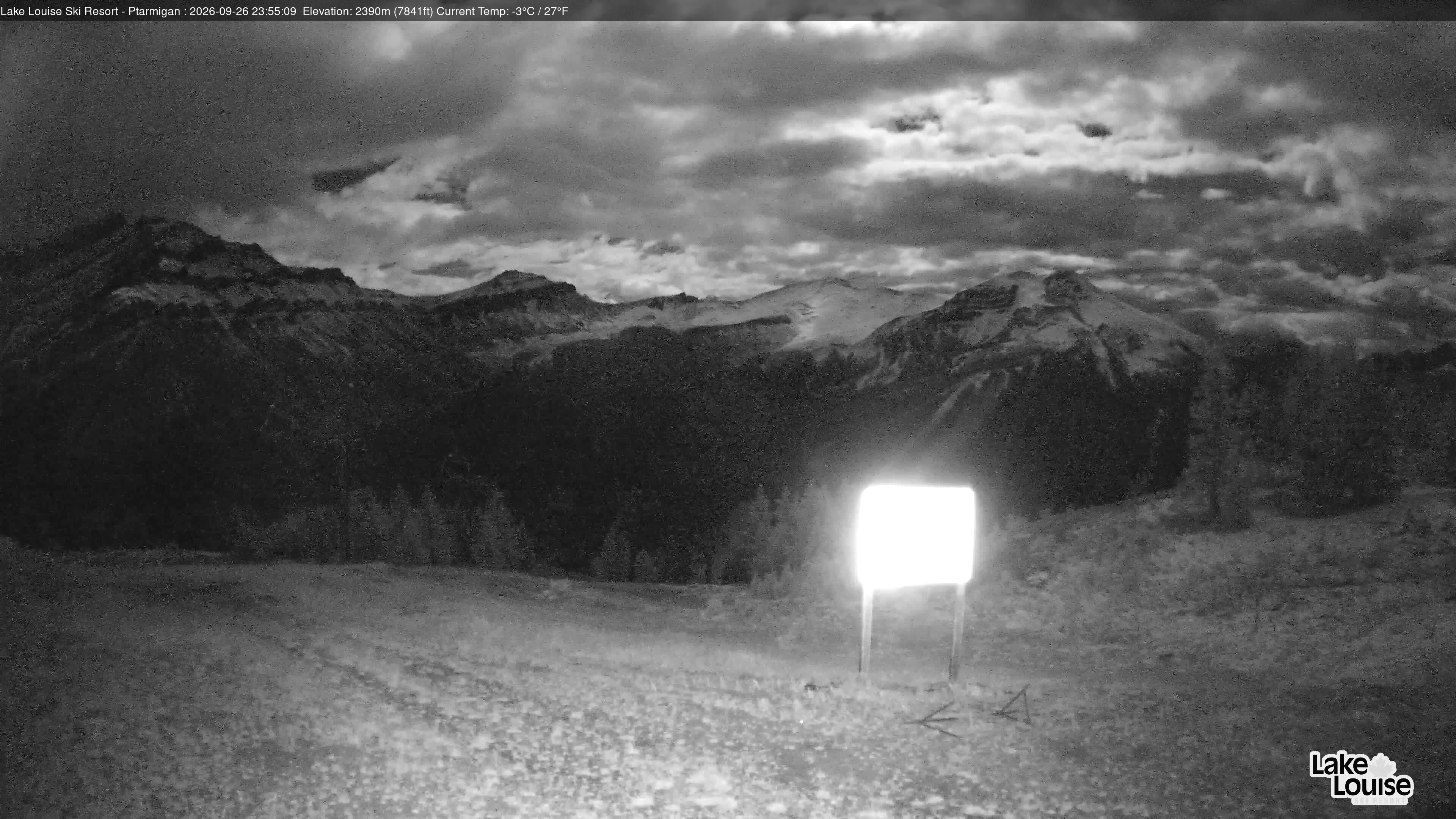 Ski Lake Louise Ptarmigan snow cam captured at 26 September 2026 at 11:56 pm GMT-6