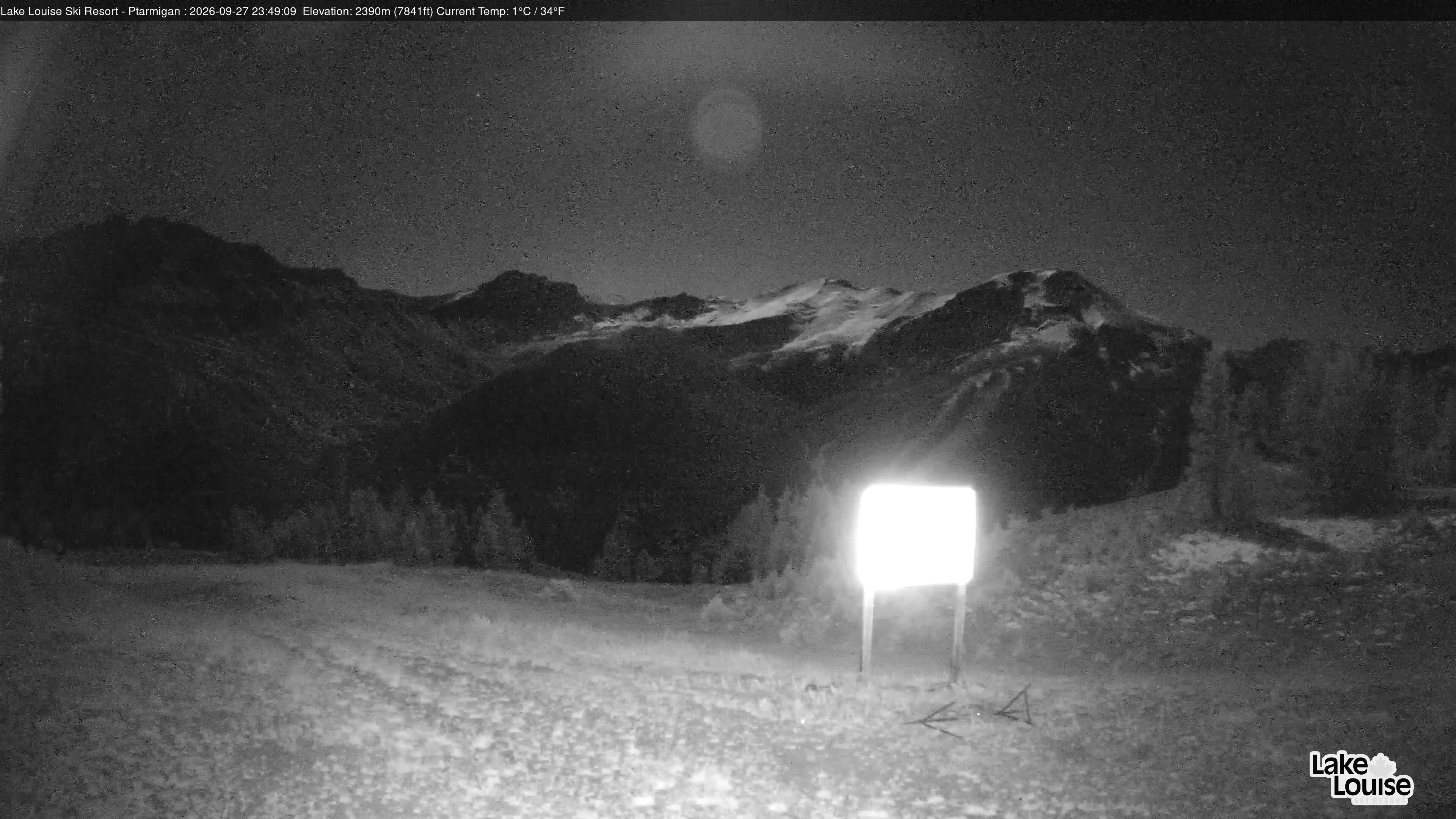 Ski Lake Louise Ptarmigan snow cam captured at 27 September 2026 at 11:49 pm GMT-6