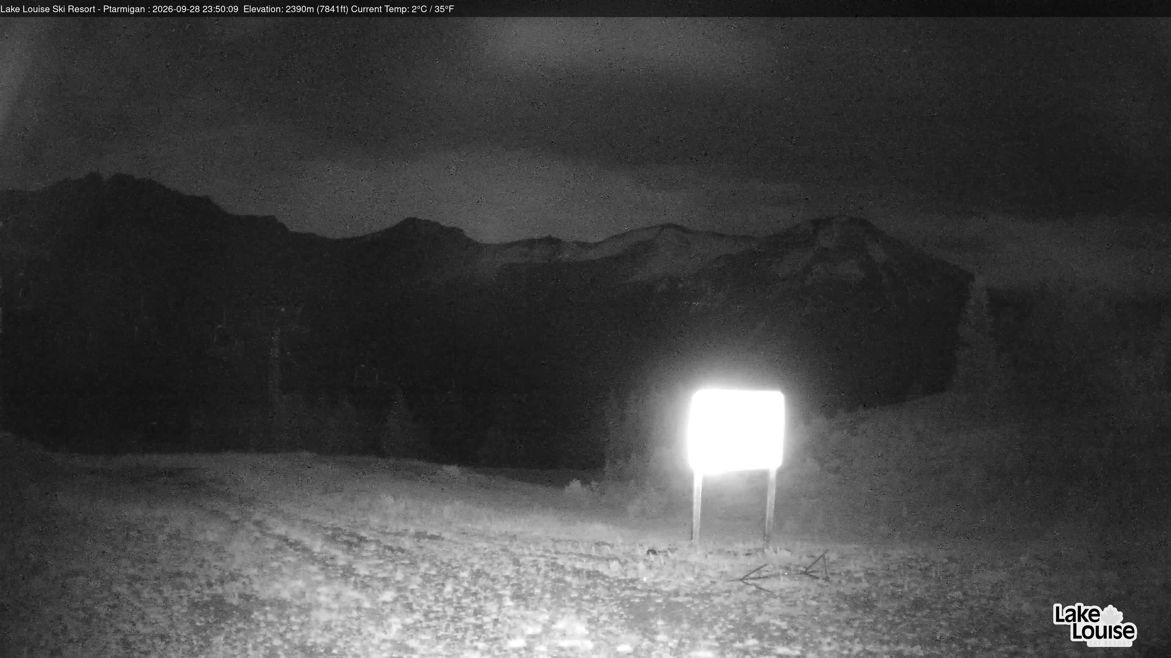 Ski Lake Louise Ptarmigan snow cam captured at 28 September 2026 at 11:50 pm GMT-6