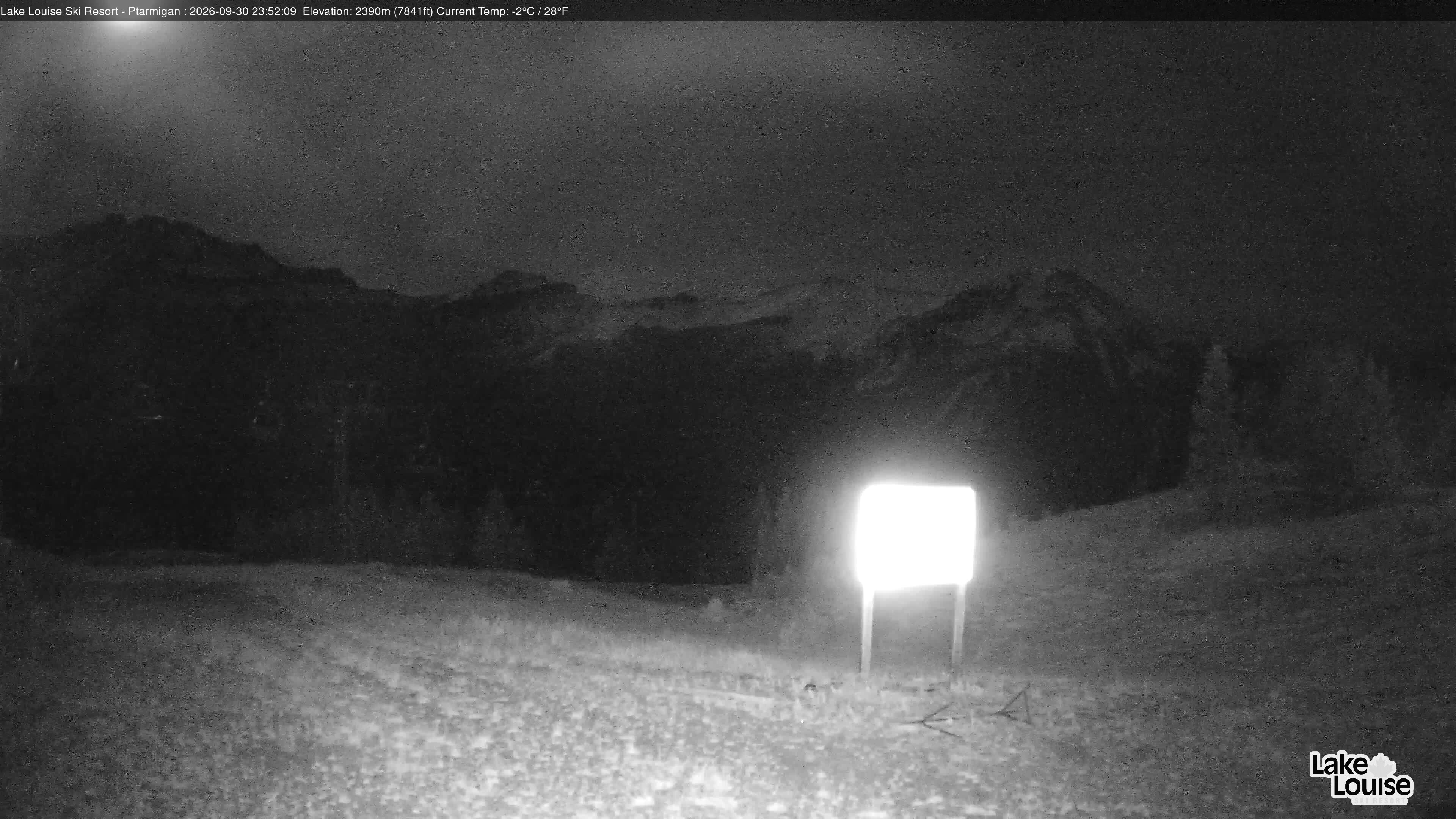 Ski Lake Louise Ptarmigan snow cam captured at 30 September 2026 at 11:52 pm GMT-6