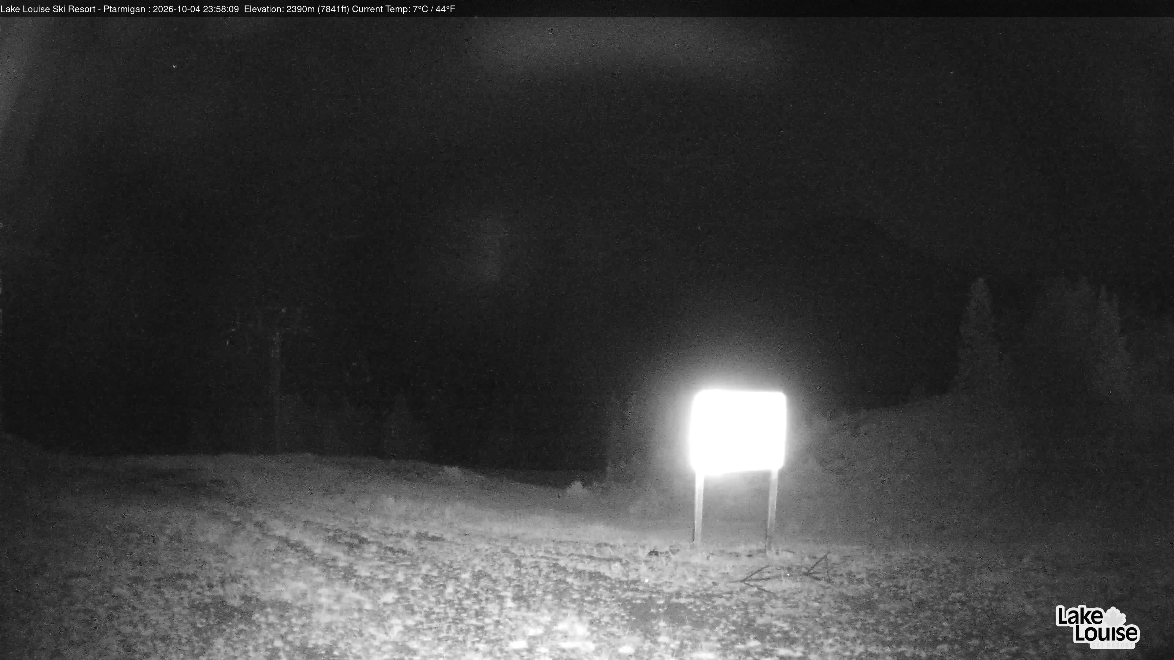 Ski Lake Louise Ptarmigan snow cam captured at 4 October 2026 at 11:58 pm GMT-6