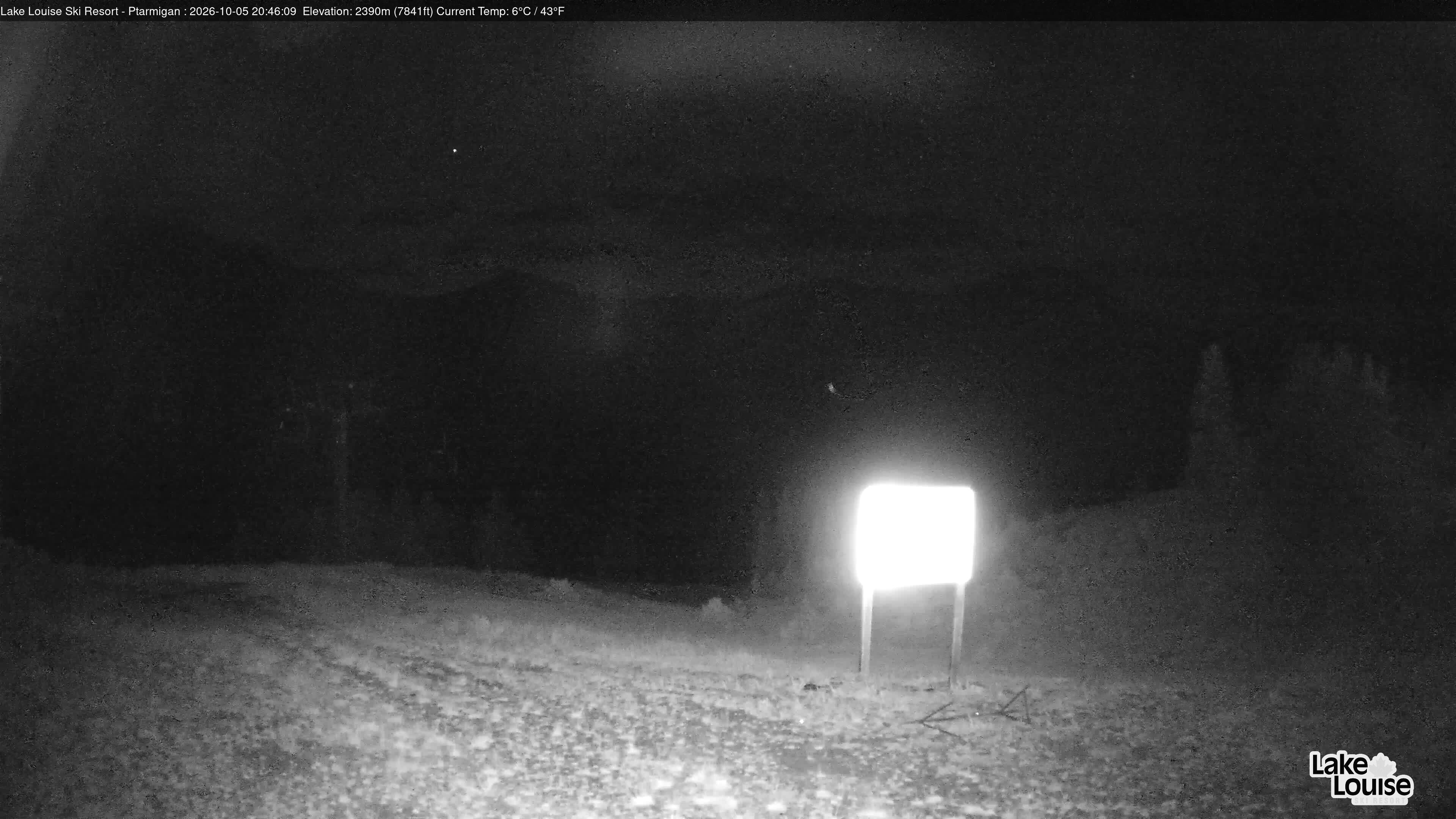Ski Lake Louise Ptarmigan snow cam captured at 5 October 2026 at 8:47 pm GMT-6