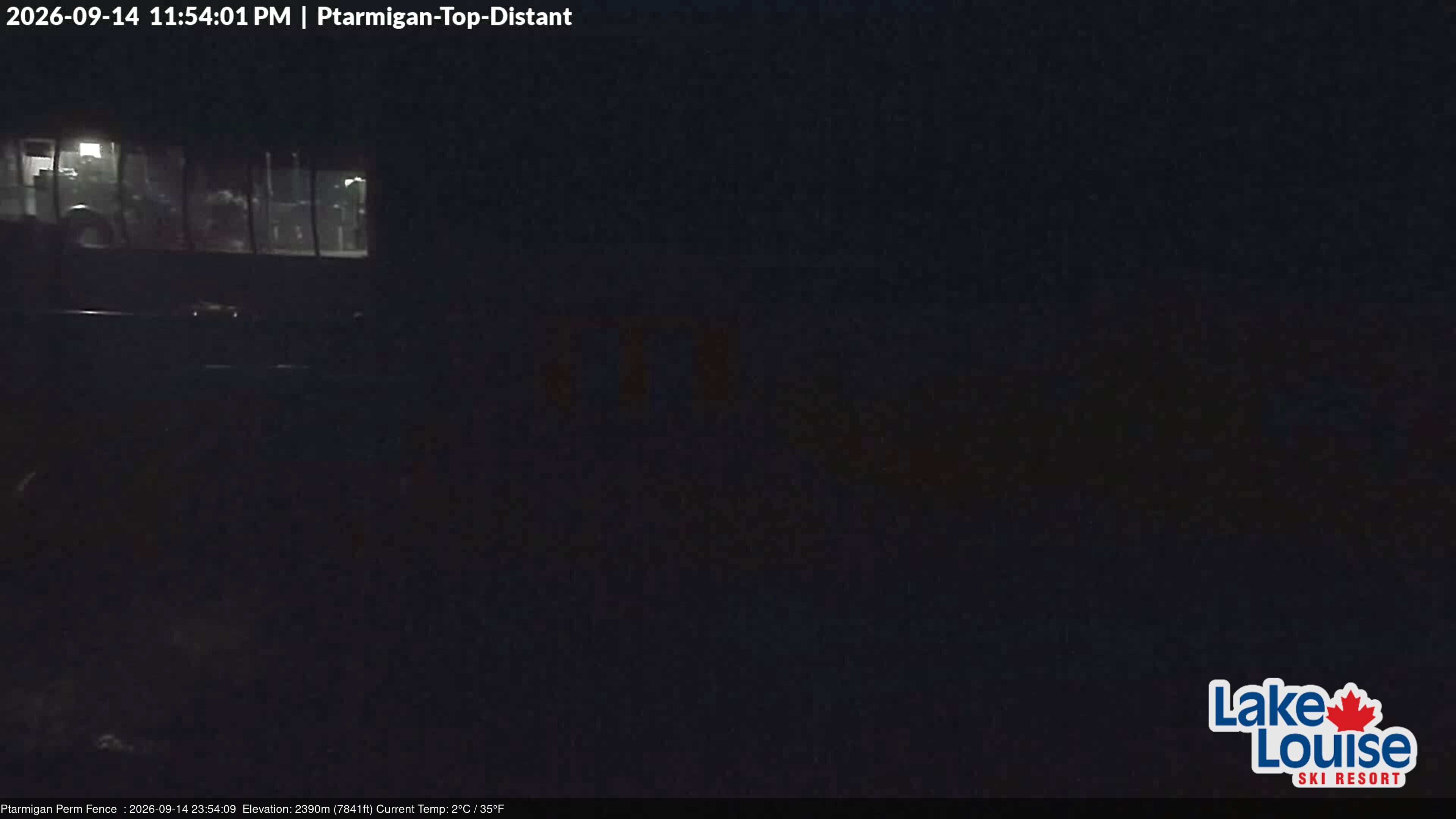 Ski Lake Louise Ptarmigan Top snow cam captured at 14 September 2026 at 11:54 pm GMT-6