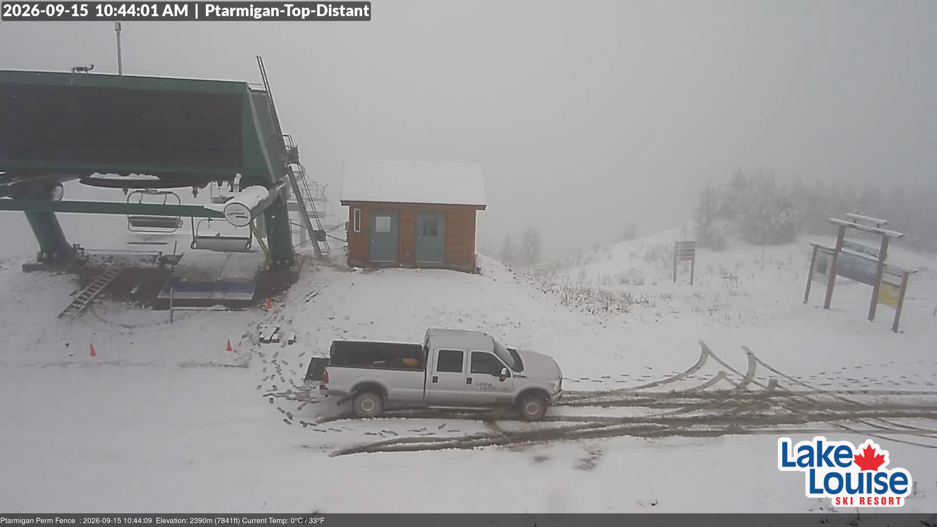Ski Lake Louise Ptarmigan Top snow cam captured at 15 September 2026 at 10:44 am GMT-6