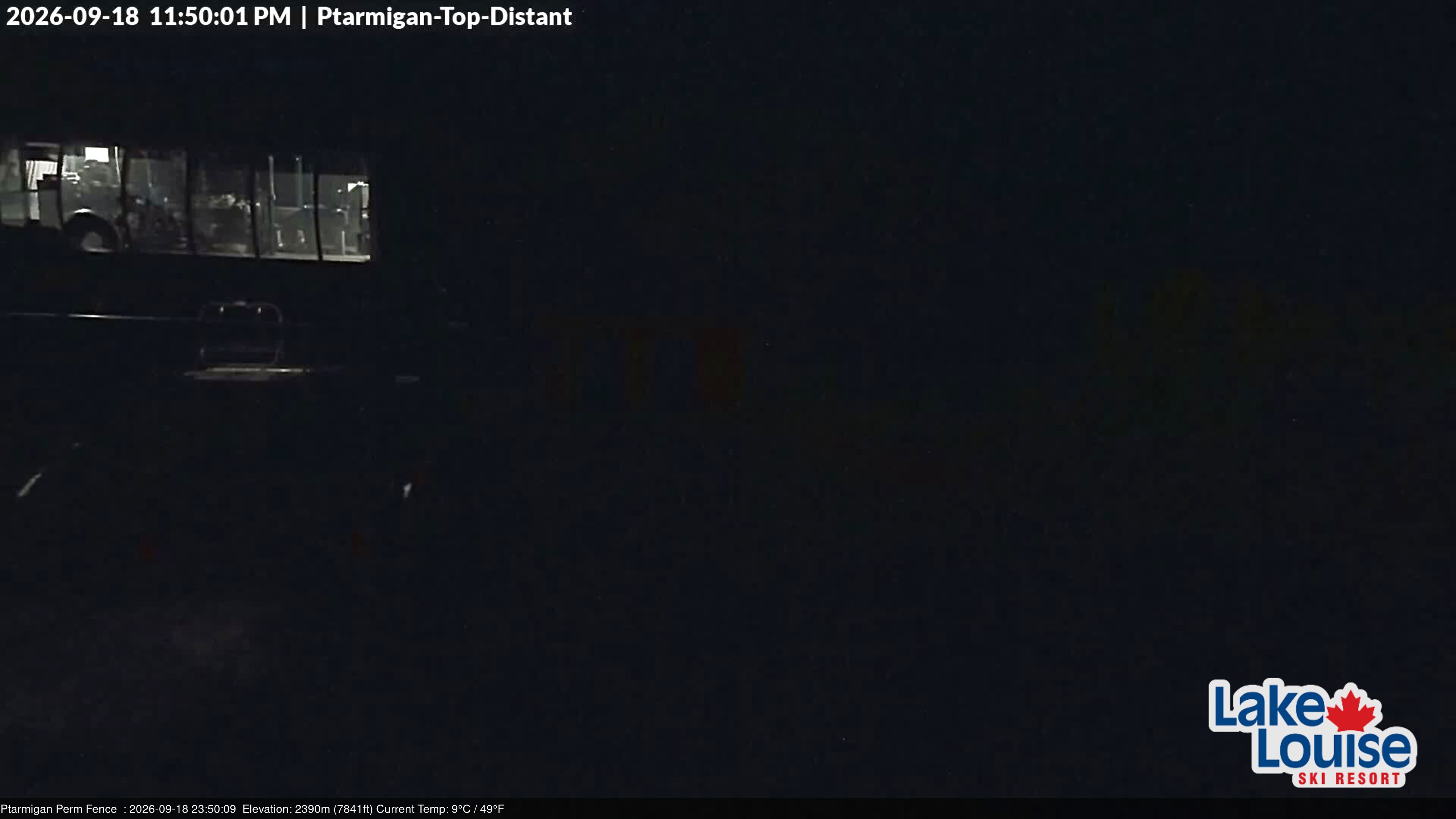 Ski Lake Louise Ptarmigan Top snow cam captured at 18 September 2026 at 11:50 pm GMT-6