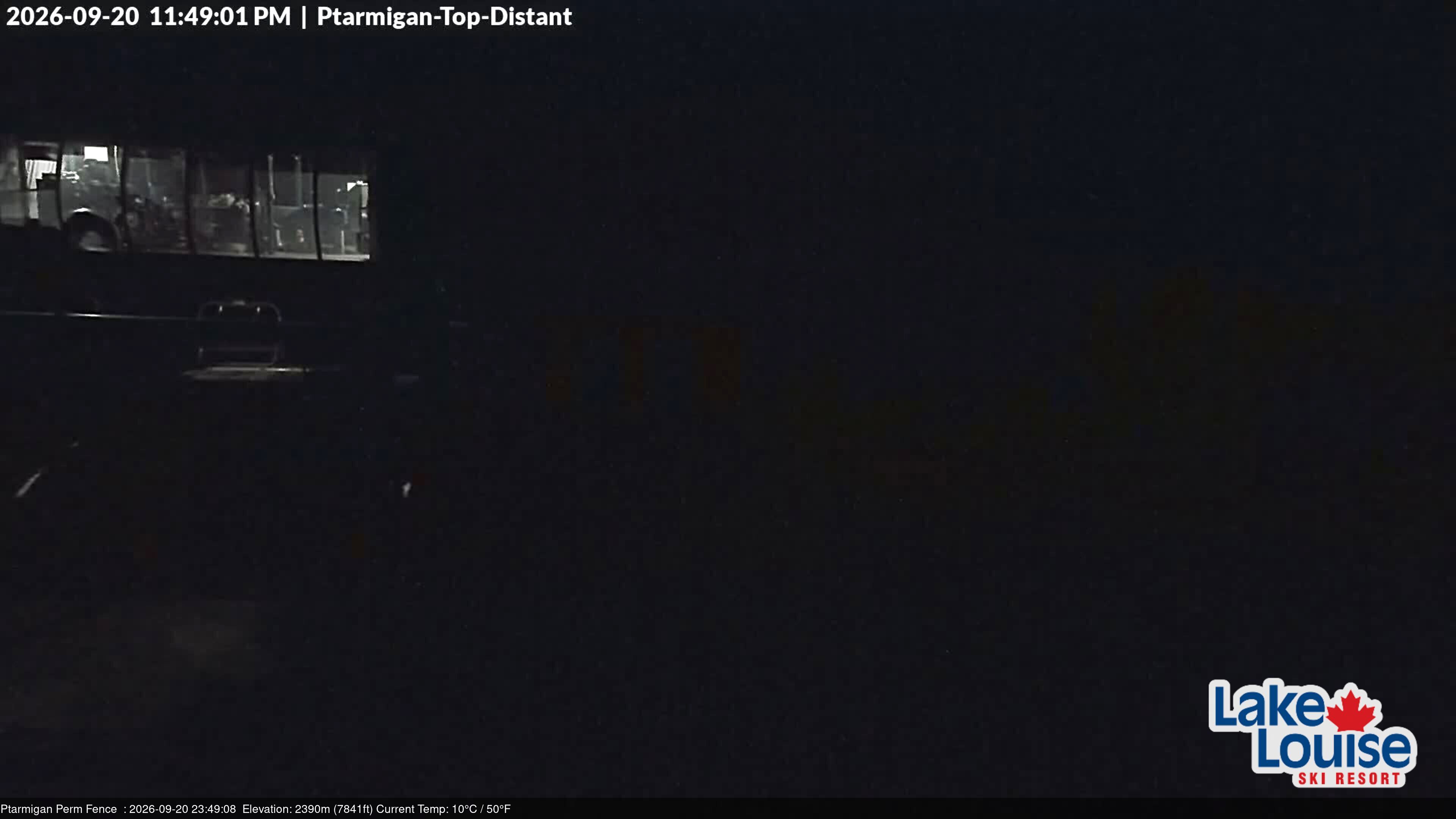 Ski Lake Louise Ptarmigan Top snow cam captured at 20 September 2026 at 11:49 pm GMT-6