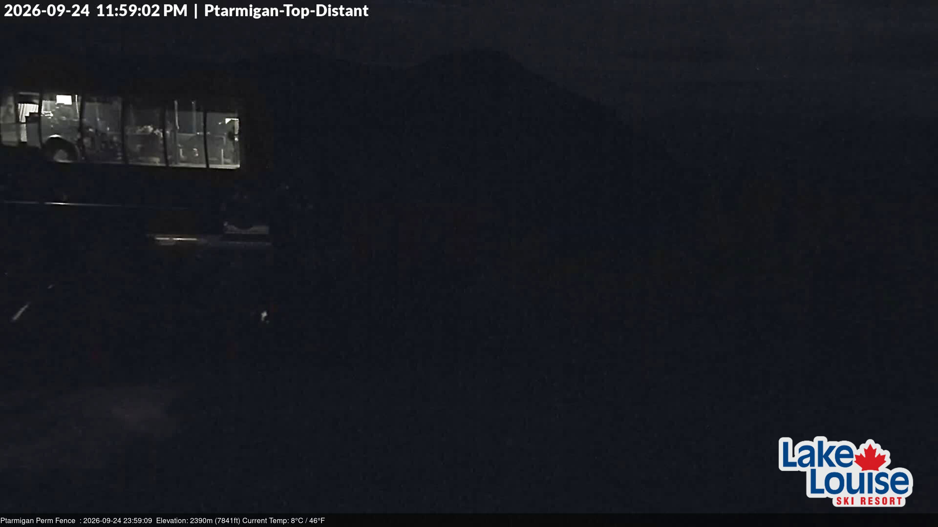 Ski Lake Louise Ptarmigan Top snow cam captured at 24 September 2026 at 11:59 pm GMT-6