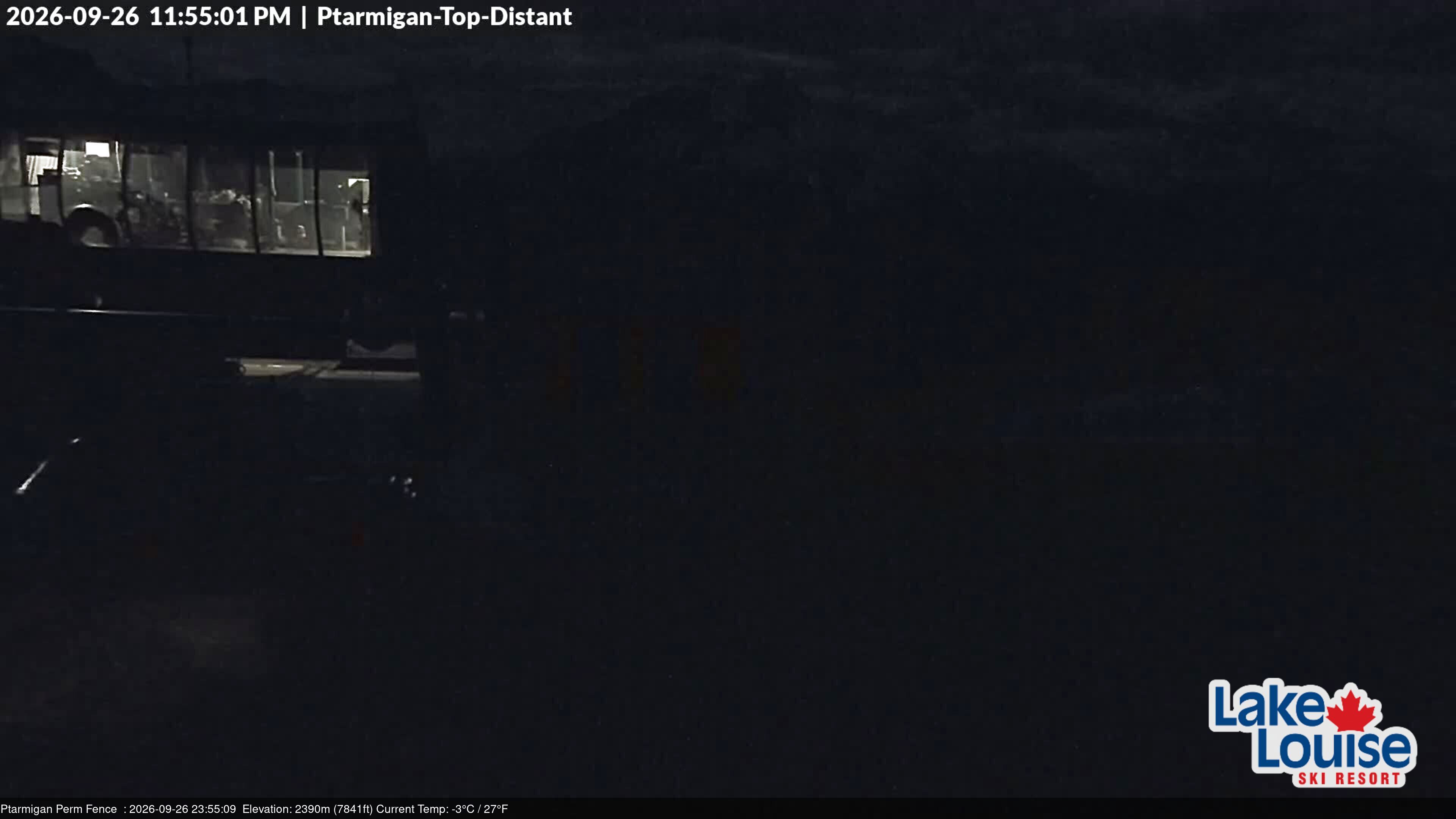Ski Lake Louise Ptarmigan Top snow cam captured at 26 September 2026 at 11:56 pm GMT-6