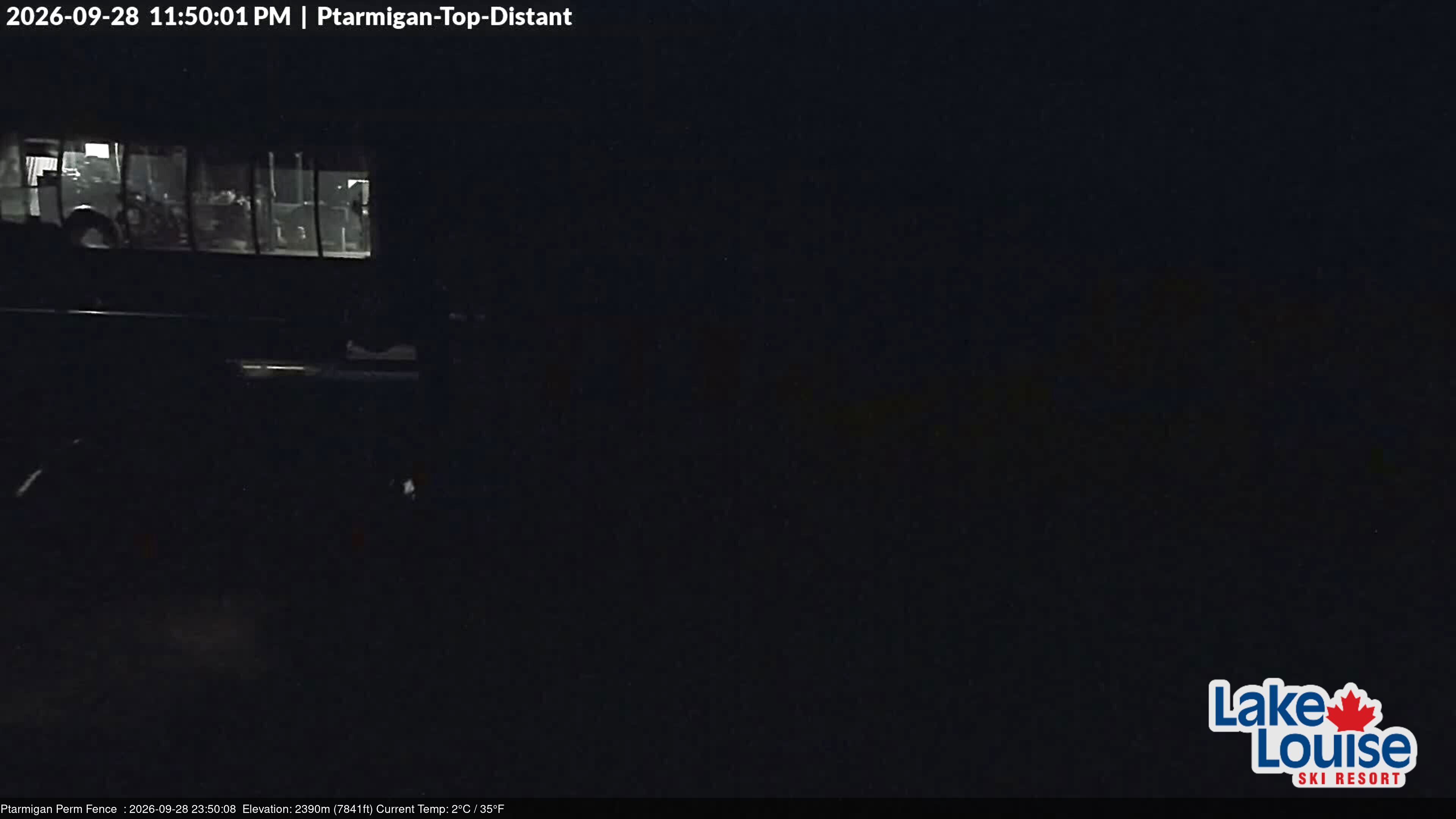 Ski Lake Louise Ptarmigan Top snow cam captured at 28 September 2026 at 11:50 pm GMT-6