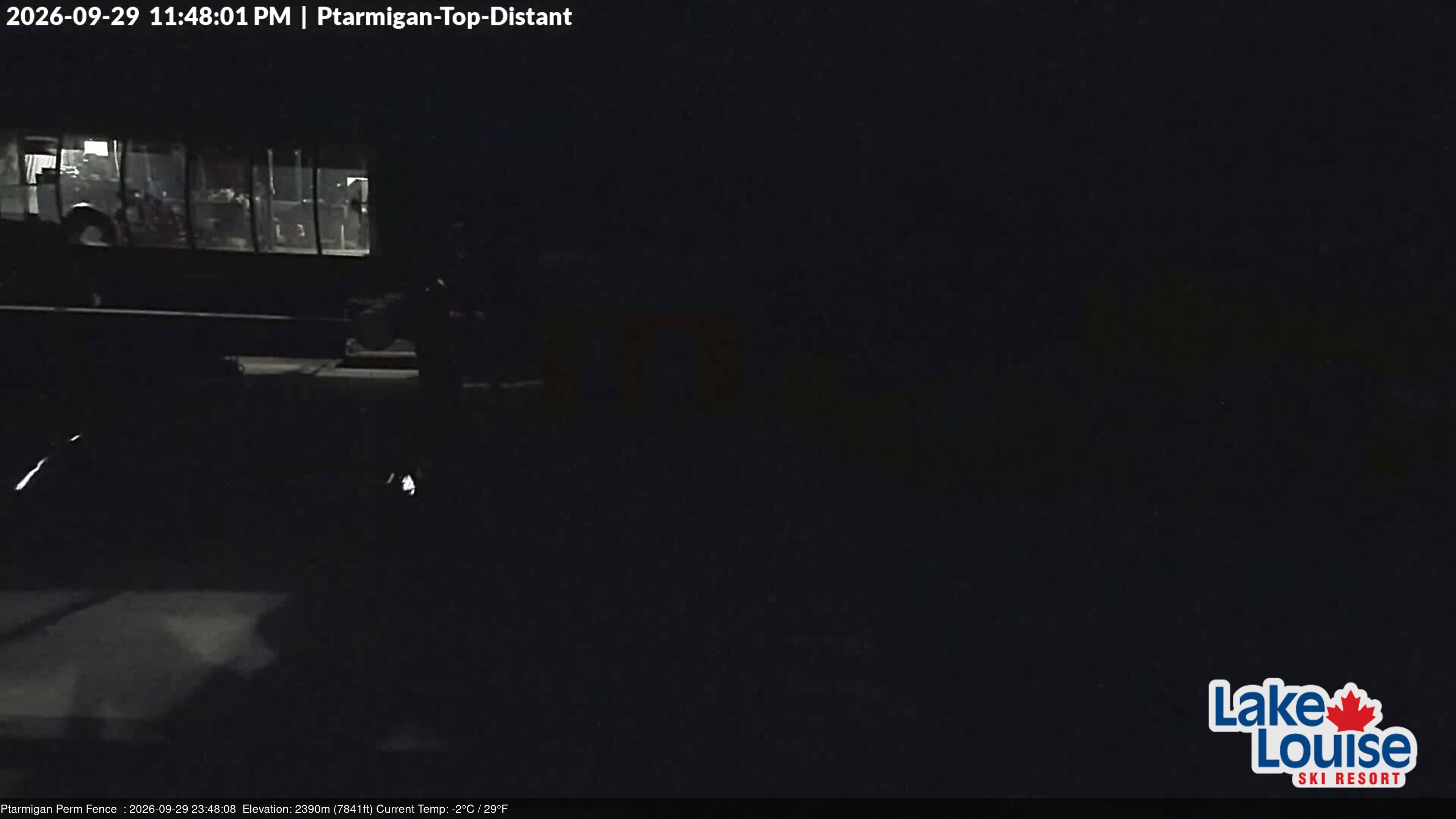 Ski Lake Louise Ptarmigan Top snow cam captured at 29 September 2026 at 11:48 pm GMT-6