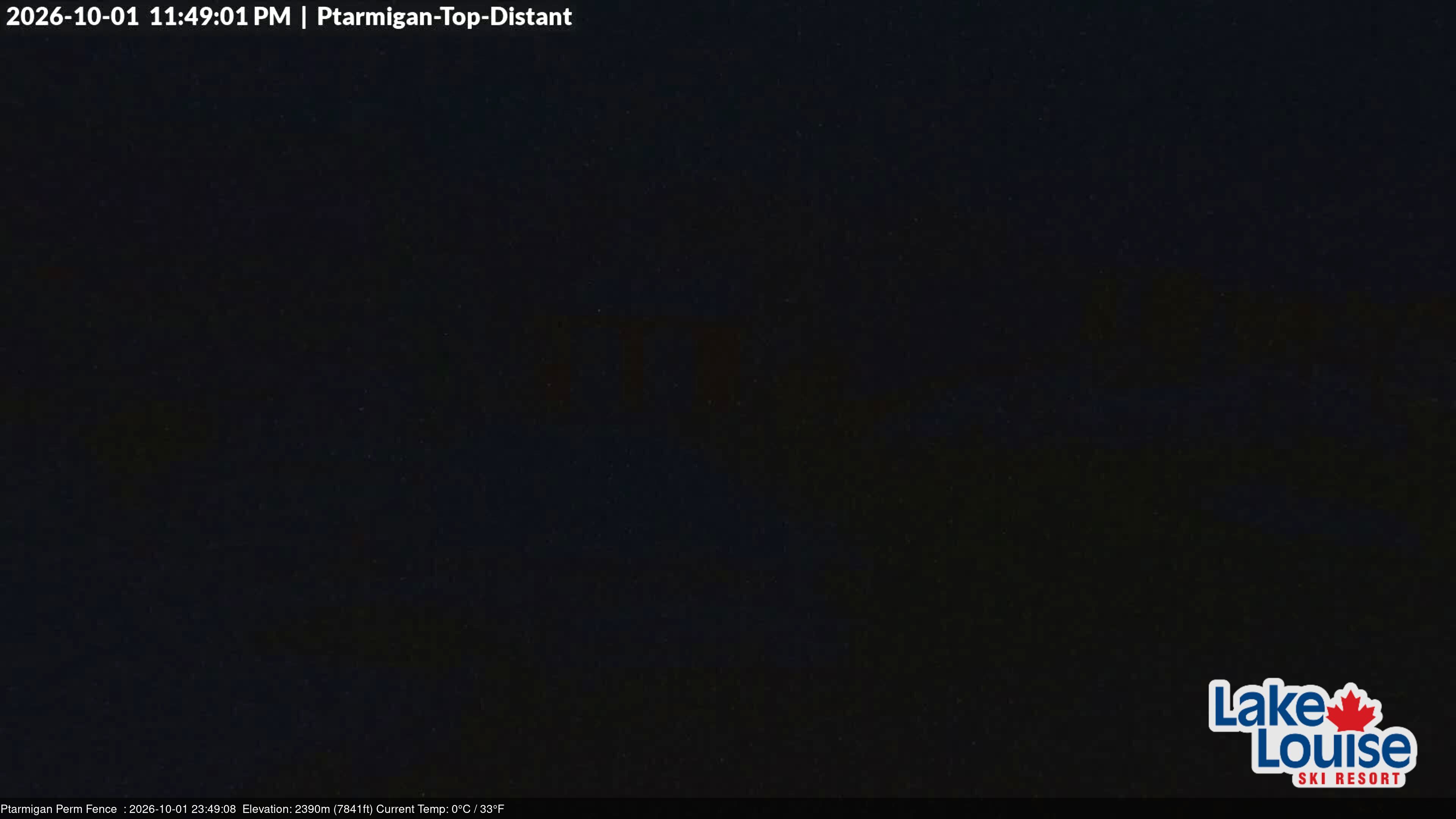 Ski Lake Louise Ptarmigan Top snow cam captured at 1 October 2026 at 11:49 pm GMT-6