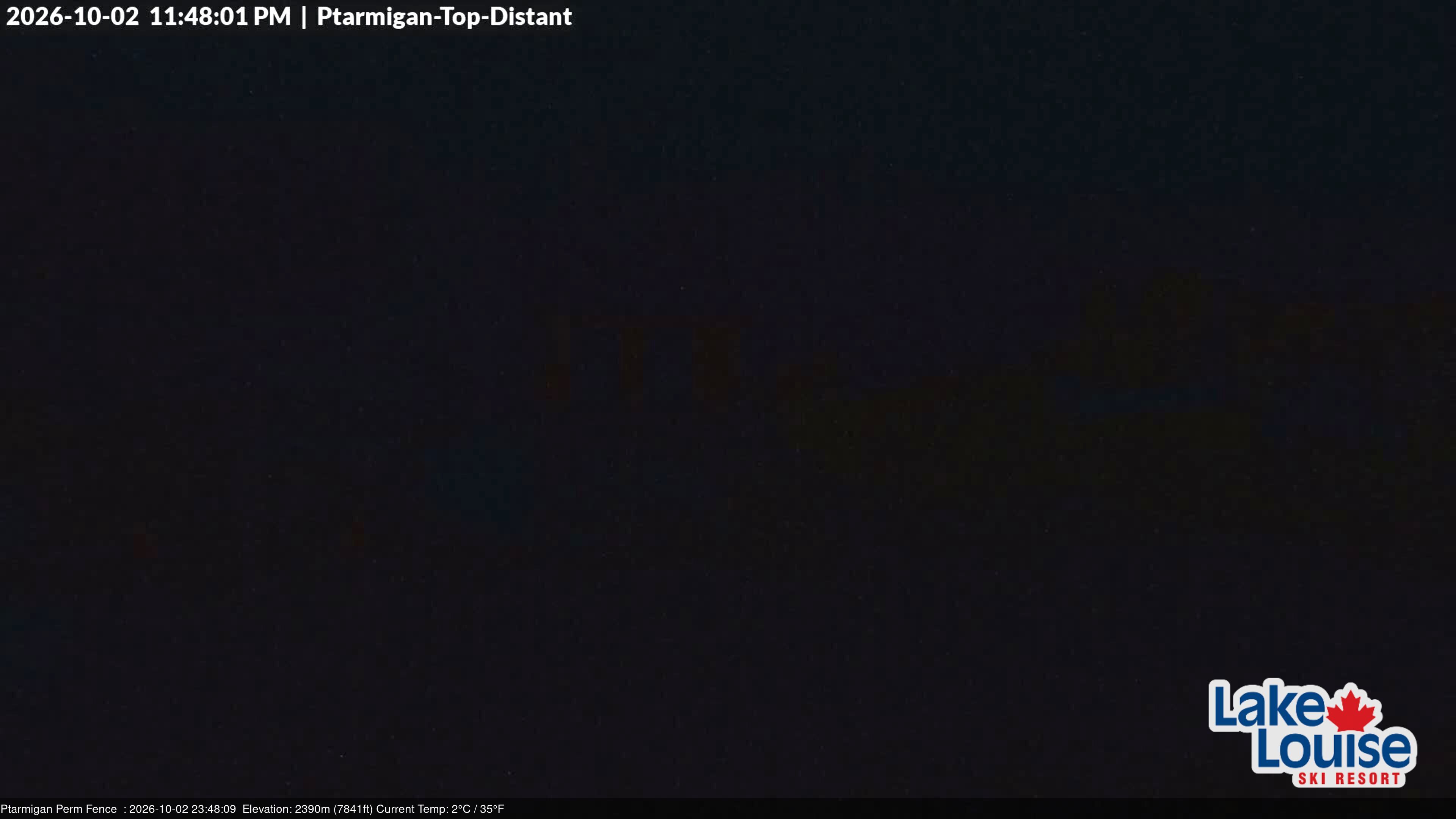 Ski Lake Louise Ptarmigan Top snow cam captured at 2 October 2026 at 11:48 pm GMT-6