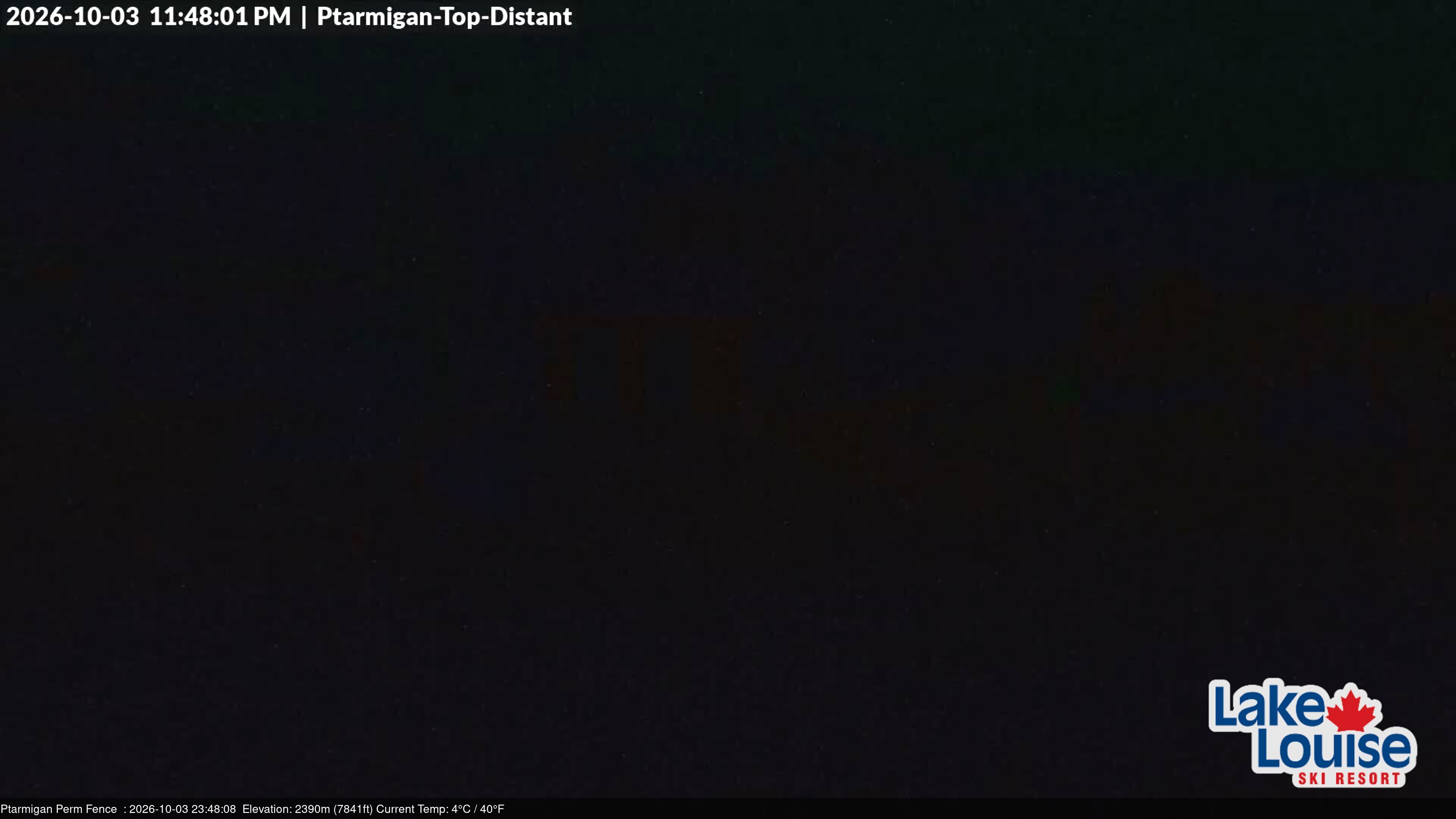 Ski Lake Louise Ptarmigan Top snow cam captured at 3 October 2026 at 11:49 pm GMT-6