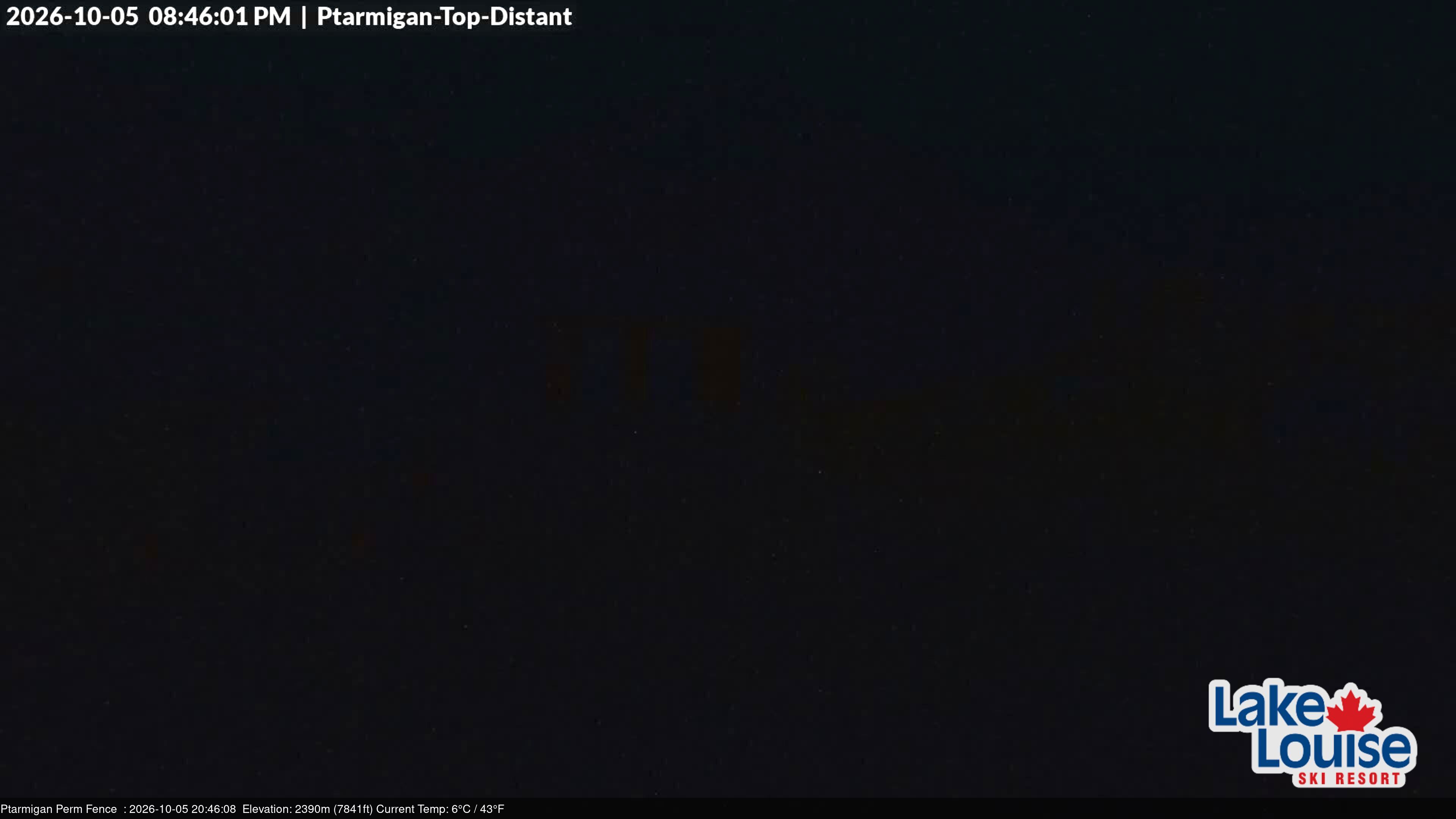 Ski Lake Louise Ptarmigan Top snow cam captured at 5 October 2026 at 8:47 pm GMT-6