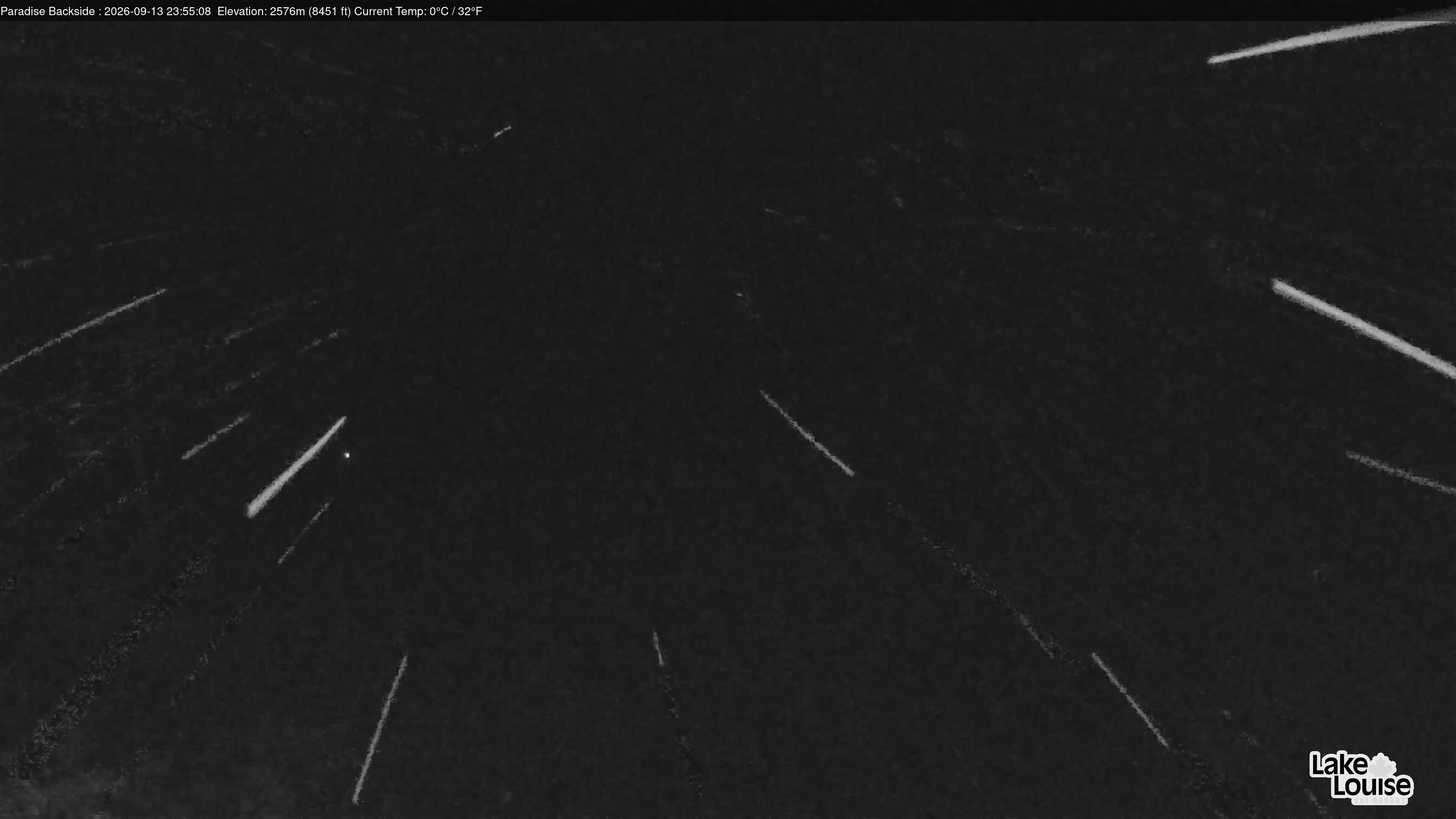 Ski Lake Louise Paradise Backside snow cam captured at 13 September 2026 at 11:55 pm GMT-6