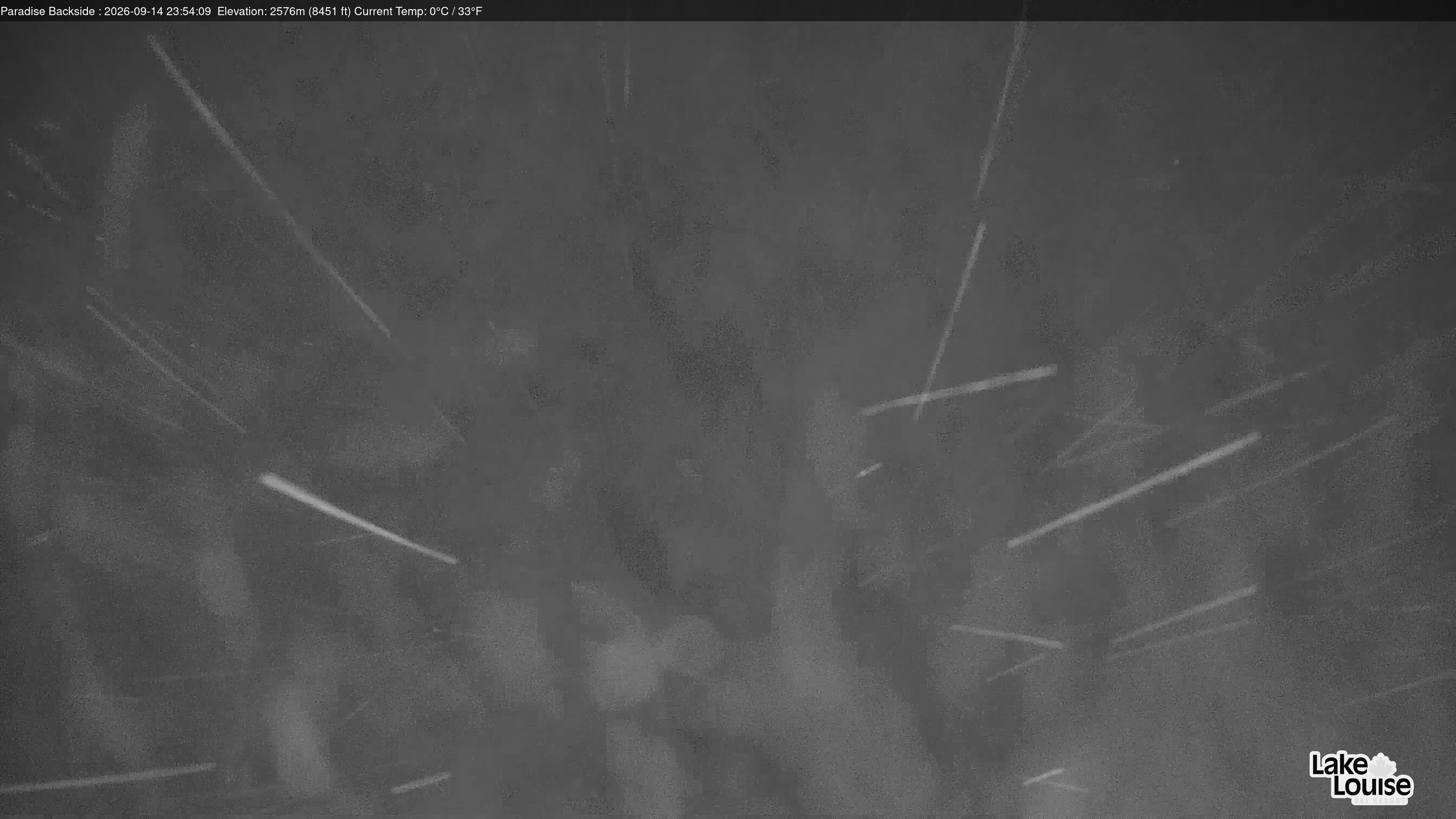 Ski Lake Louise Paradise Backside snow cam captured at 14 September 2026 at 11:54 pm GMT-6