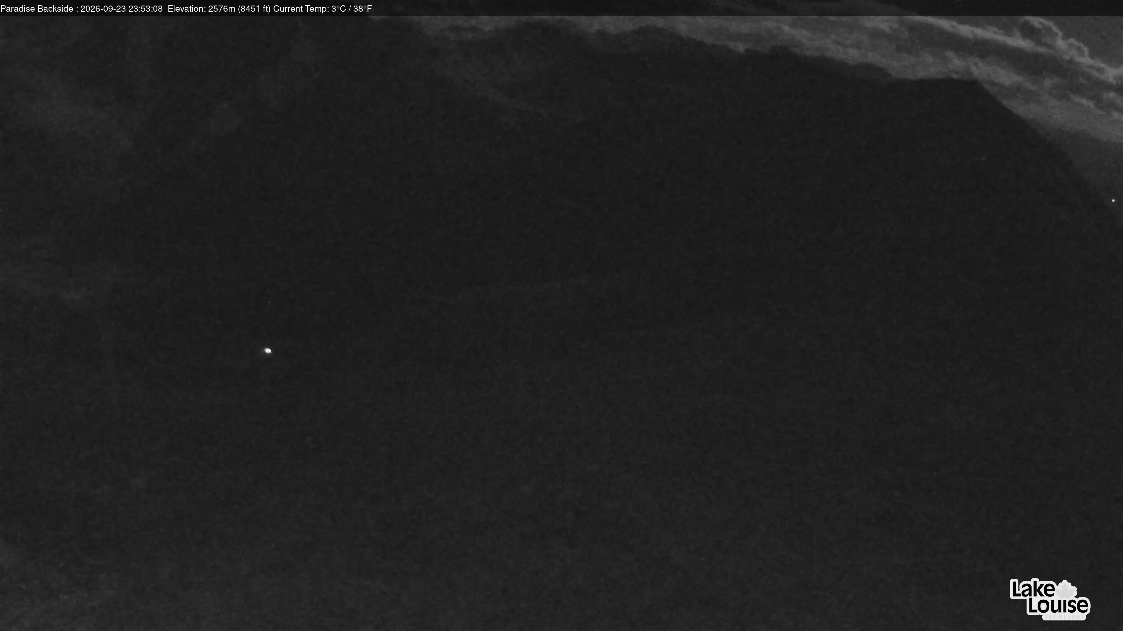 Ski Lake Louise Paradise Backside snow cam captured at 23 September 2026 at 11:53 pm GMT-6