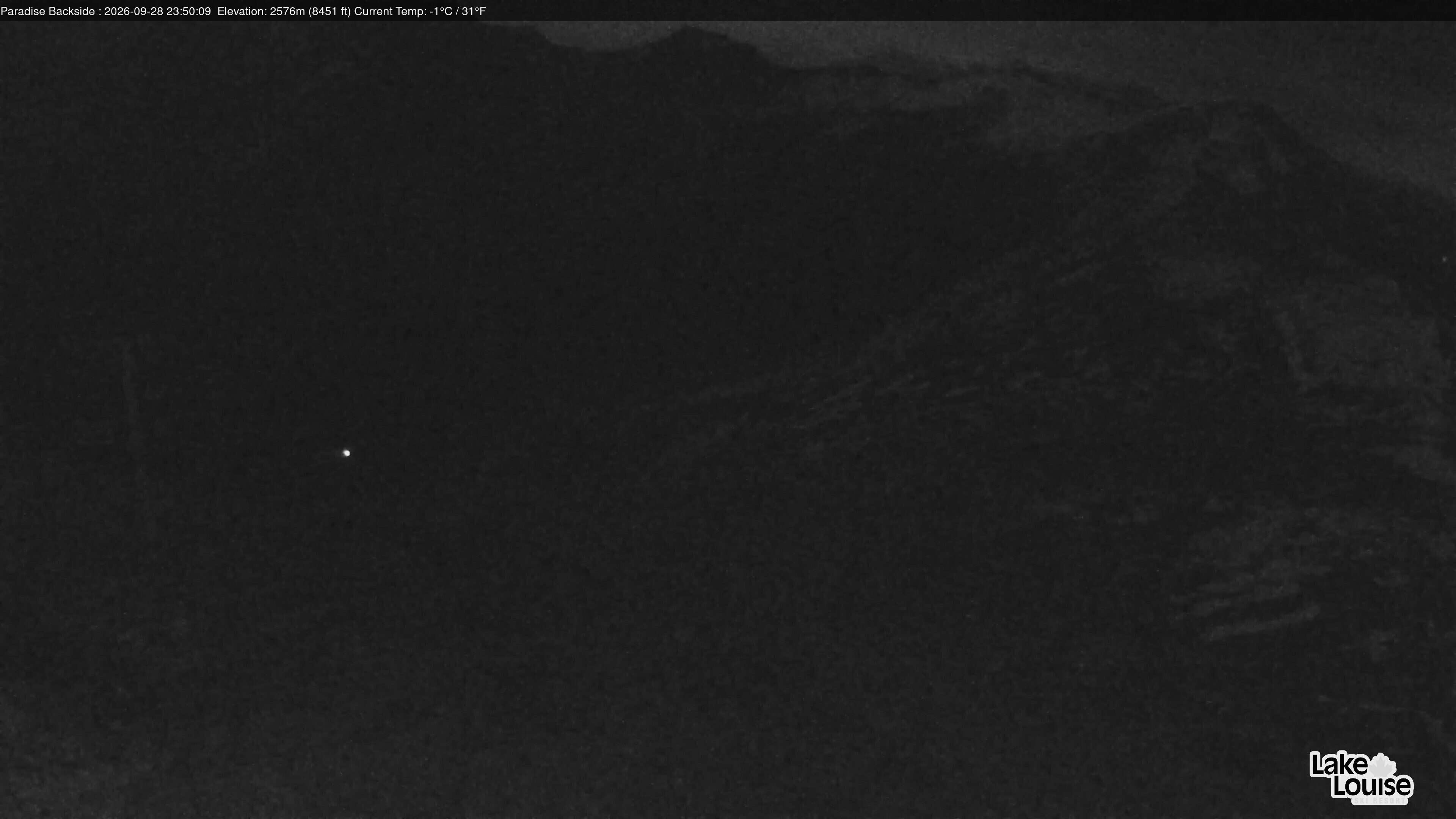 Ski Lake Louise Paradise Backside snow cam captured at 28 September 2026 at 11:50 pm GMT-6