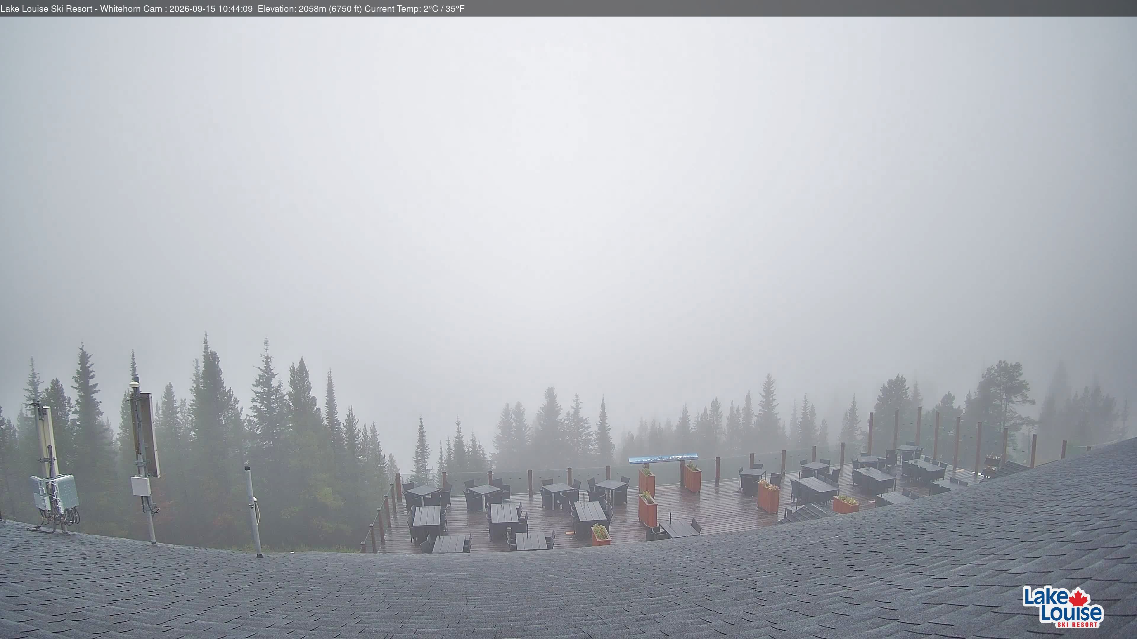 Ski Lake Louise Whitehorn Lodge snow cam captured at 15 September 2026 at 10:44 am GMT-6