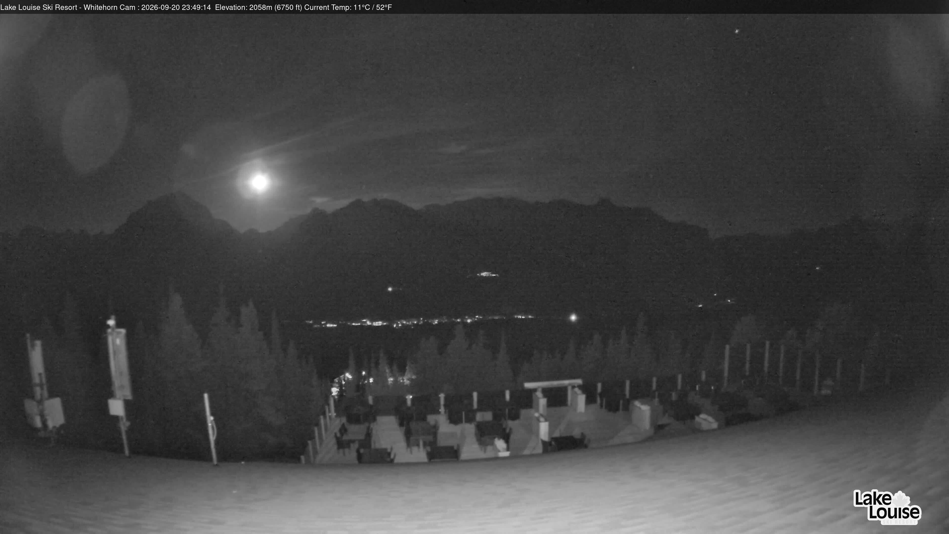 Ski Lake Louise Whitehorn Lodge snow cam captured at 20 September 2026 at 11:49 pm GMT-6
