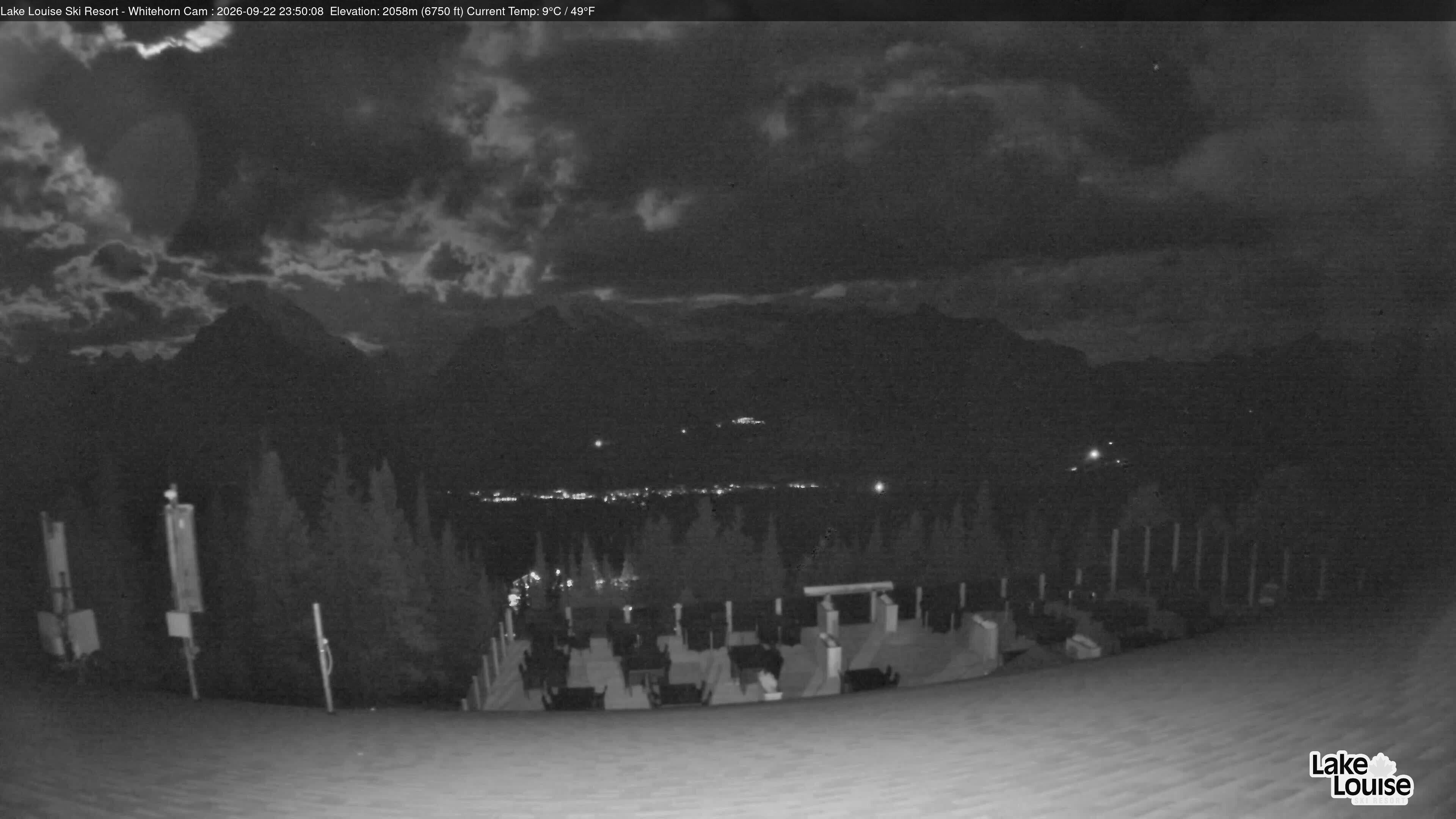 Ski Lake Louise Whitehorn Lodge snow cam captured at 22 September 2026 at 11:50 pm GMT-6