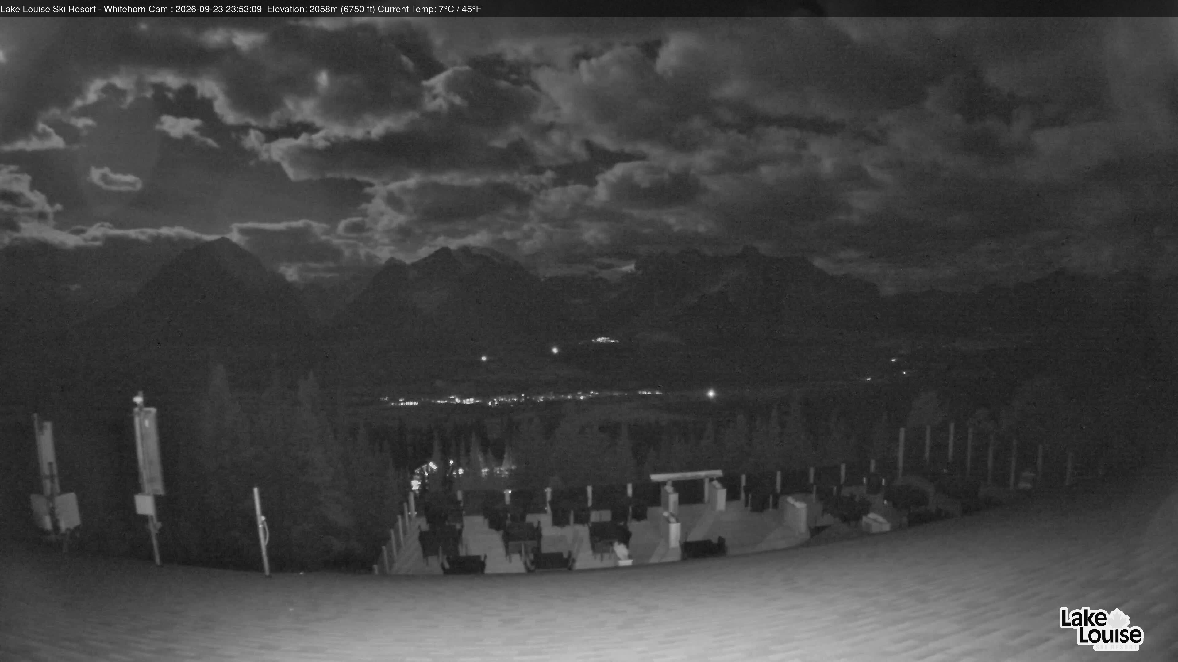 Ski Lake Louise Whitehorn Lodge snow cam captured at 23 September 2026 at 11:53 pm GMT-6