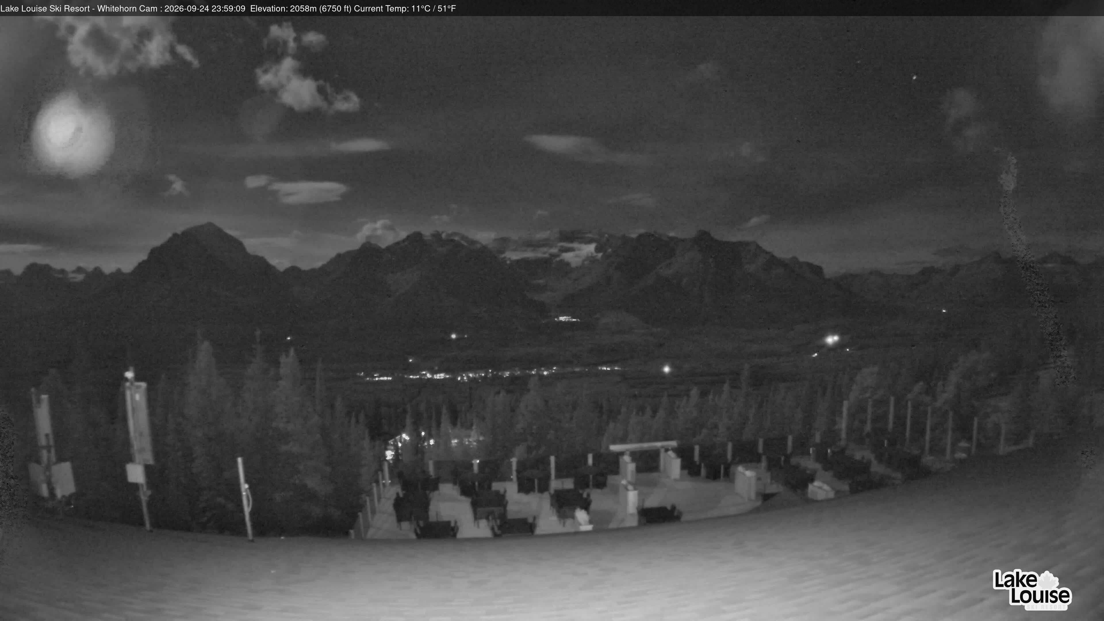 Ski Lake Louise Whitehorn Lodge snow cam captured at 24 September 2026 at 11:59 pm GMT-6