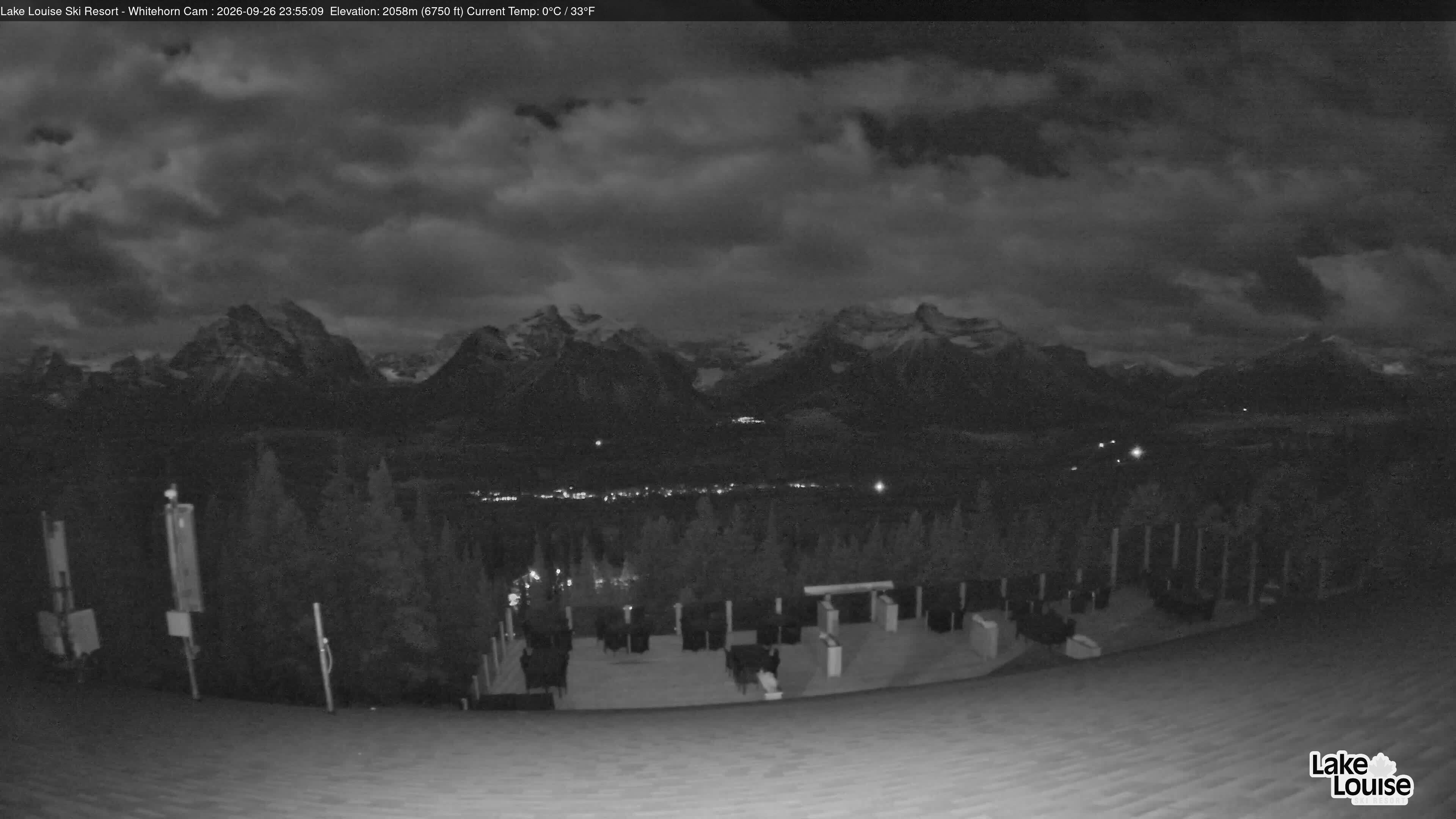 Ski Lake Louise Whitehorn Lodge snow cam captured at 26 September 2026 at 11:56 pm GMT-6