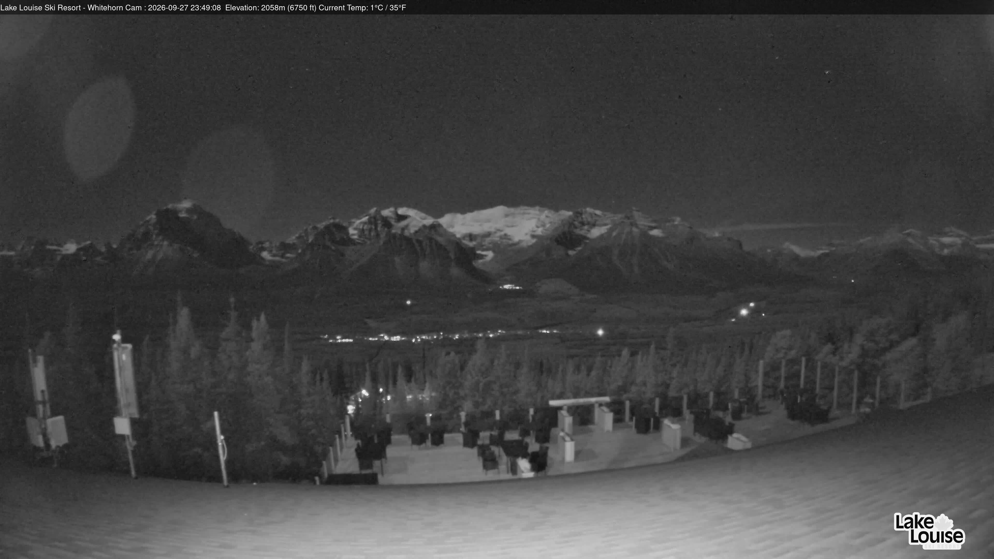 Ski Lake Louise Whitehorn Lodge snow cam captured at 27 September 2026 at 11:49 pm GMT-6