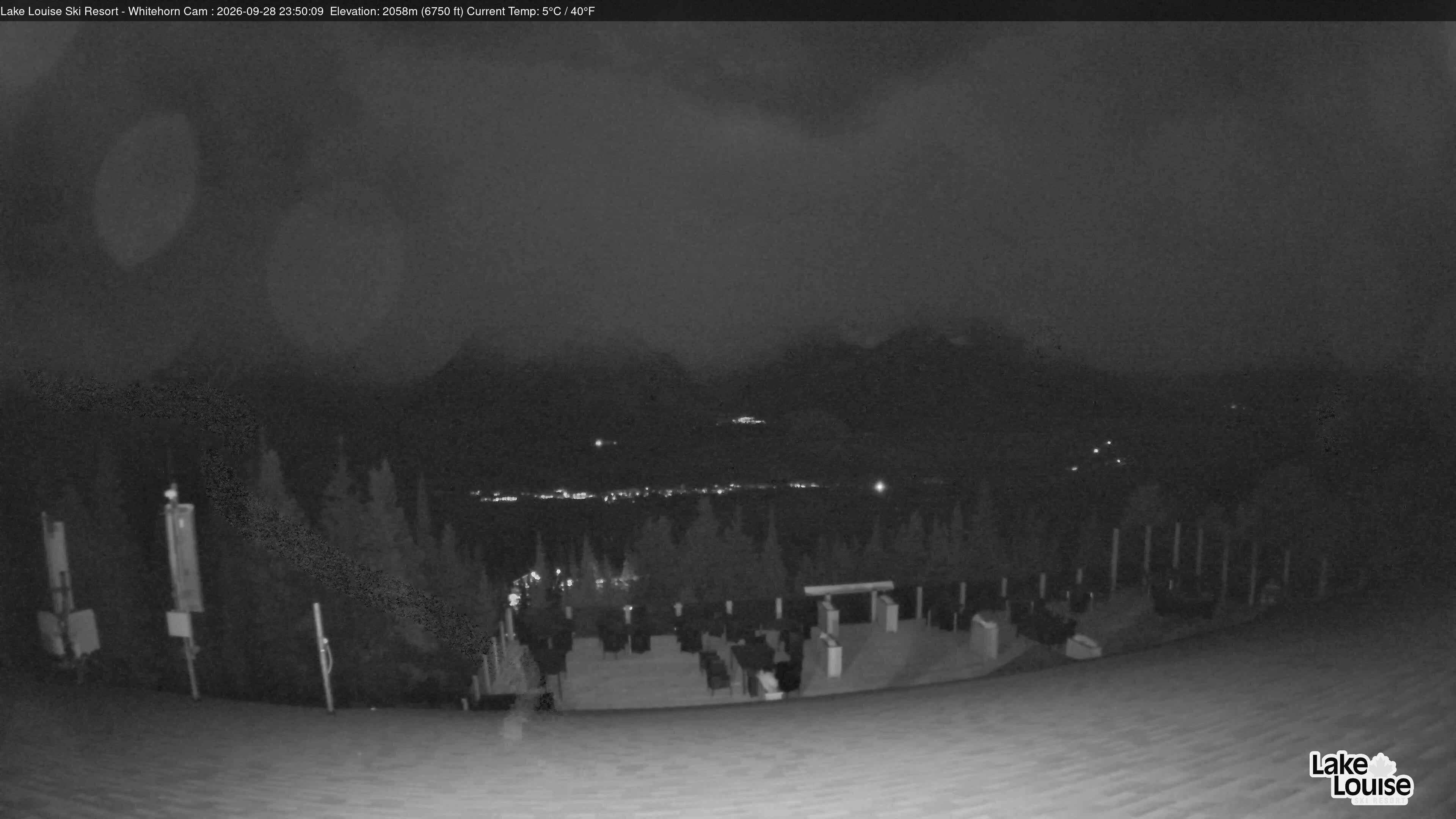 Ski Lake Louise Whitehorn Lodge snow cam captured at 28 September 2026 at 11:50 pm GMT-6